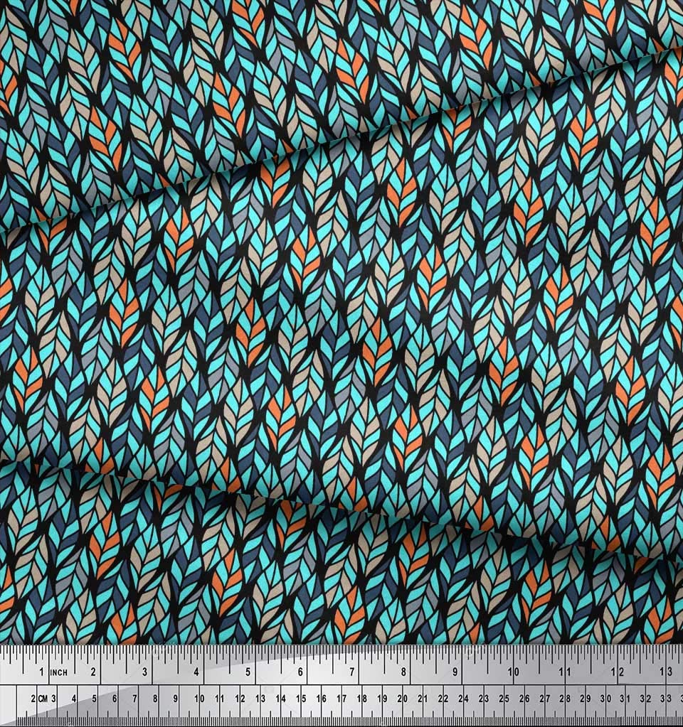 Soimoi Moss Georgette Brown Fabric by The Yard - 42 Inch Wide Printed Fabric with Small Leaves Design - Nature-Inspired Fabric for Dresses, Curtains & DIY Crafts