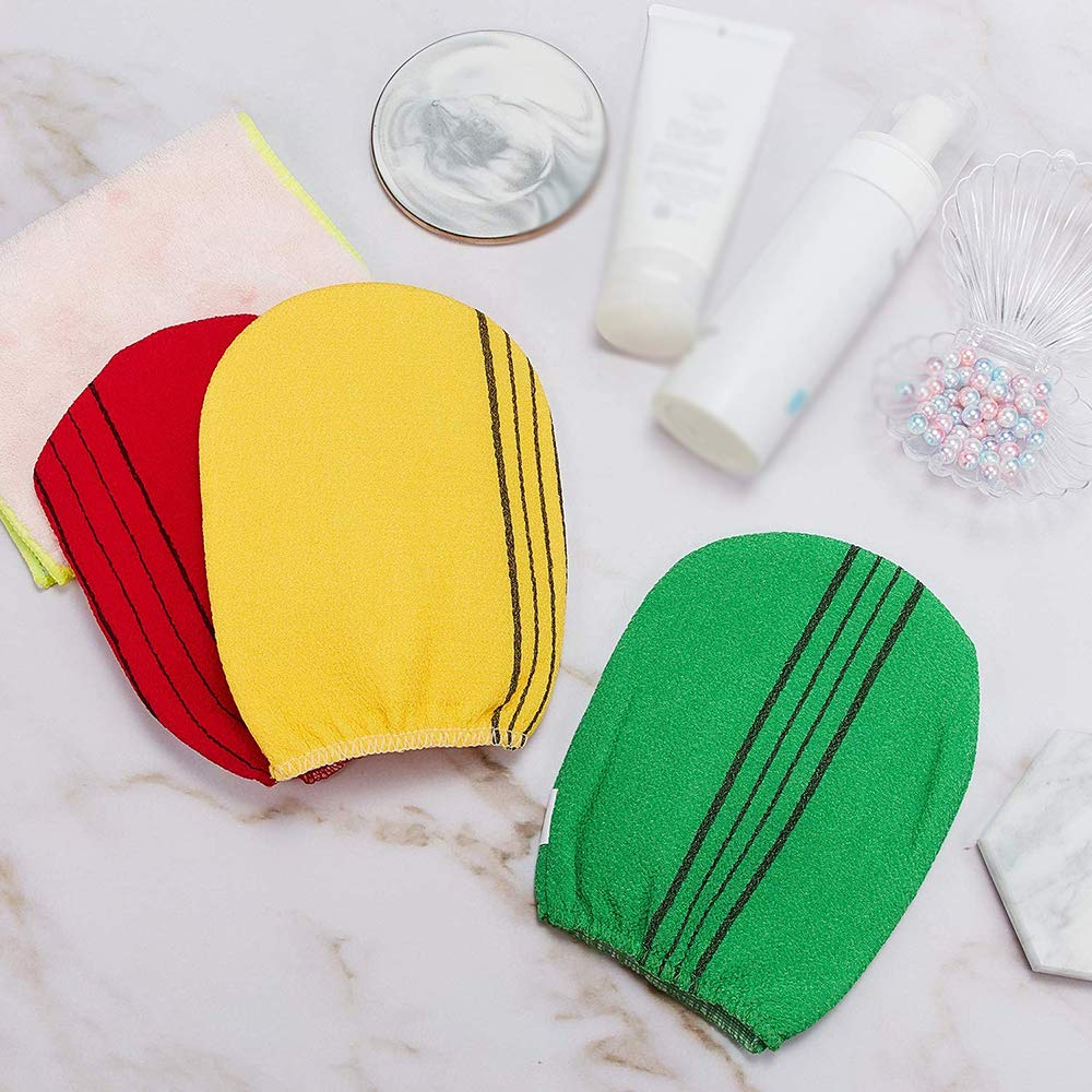 6-Piece Exfoliating Bath Towel Set - Dead Skin Scrub Cloth & Body Brush for Smooth Skin - Perfect for Shower, Spa & Exfoliation Routine