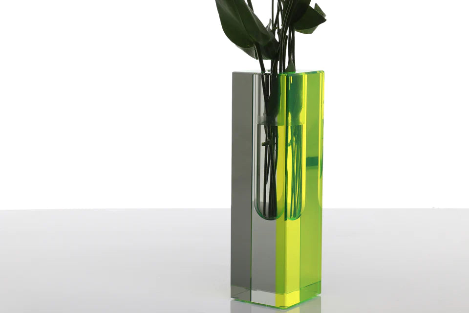 Alexandra Von Furstenberg Eclipse Vase - Tall Green Limited Edition Glass Vase for Home Decor, Wedding Centerpiece & Luxury Gift