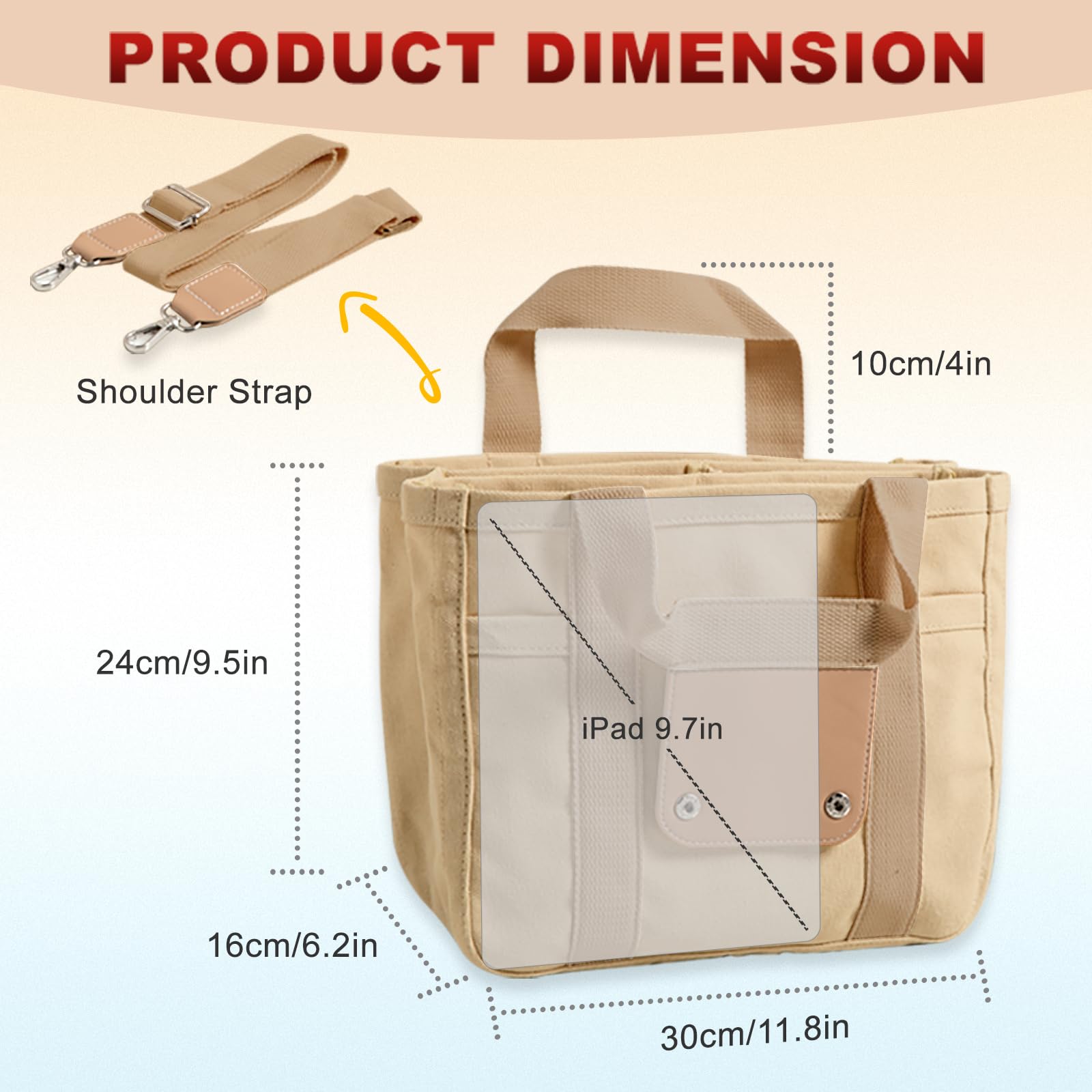 Stylish Multi-Pocket Canvas Tote Bag for Women - Large Capacity Reusable Handbag with Durable Handles | Perfect for Work, Travel, Shopping & Beach Outings