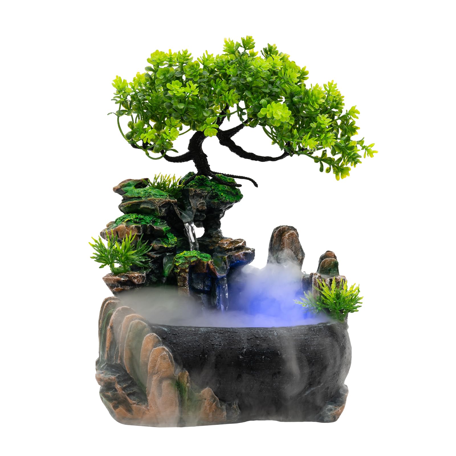 110V Desktop Rockery Water Fountain with LED Light - Indoor Zen Waterfall Feature for Home & Office Decor, Relaxing Tabletop Water Feature with Atomization Effect - Perfect for Living Room, Bedroom, Workspace, Yoga Studio & Meditation Space