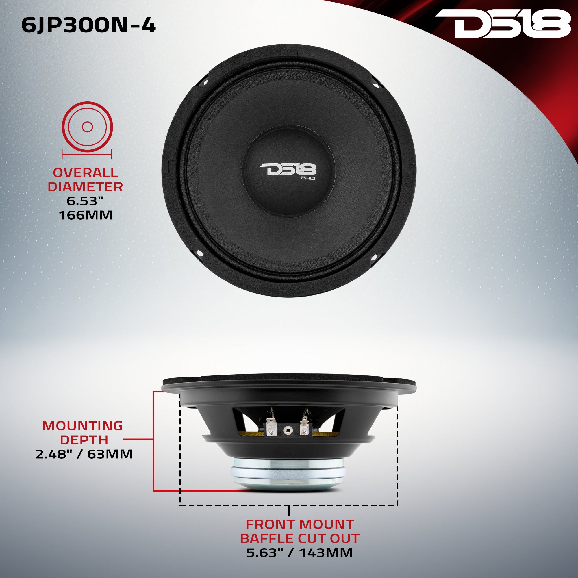 PRO 6.5 Neodymium Full Range Loudspeaker 150 Watts RMS 4 Ohm - High Performance Car Audio Speaker for Jeep Enclosures (JP6NEO) - Perfect for Off-Road Vehicles, Boats & Custom Car Stereo Systems