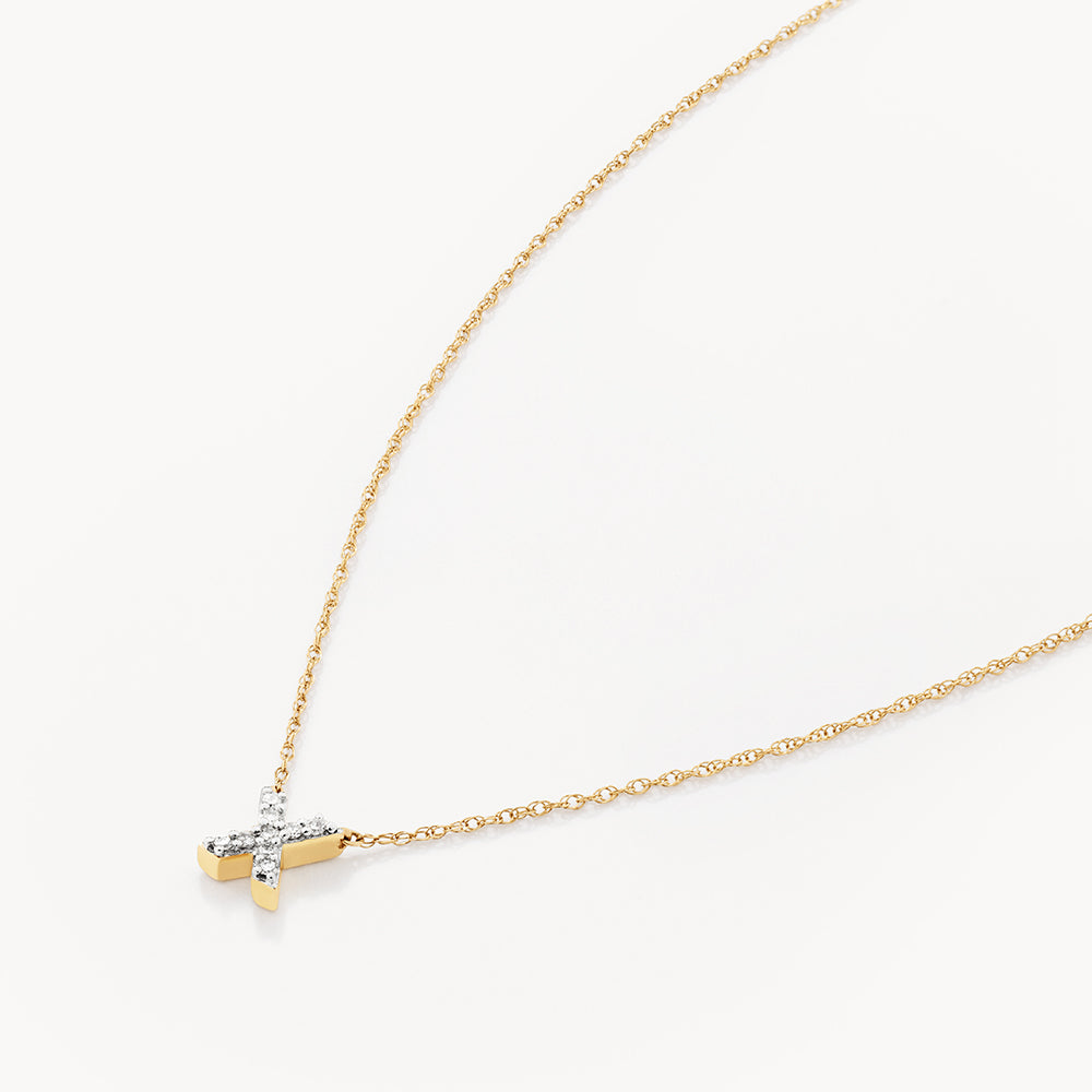 10k Gold Diamond Letter X Necklace for Women - Elegant Initial Pendant Jewelry Gift for Birthday, Anniversary & Valentine's Day