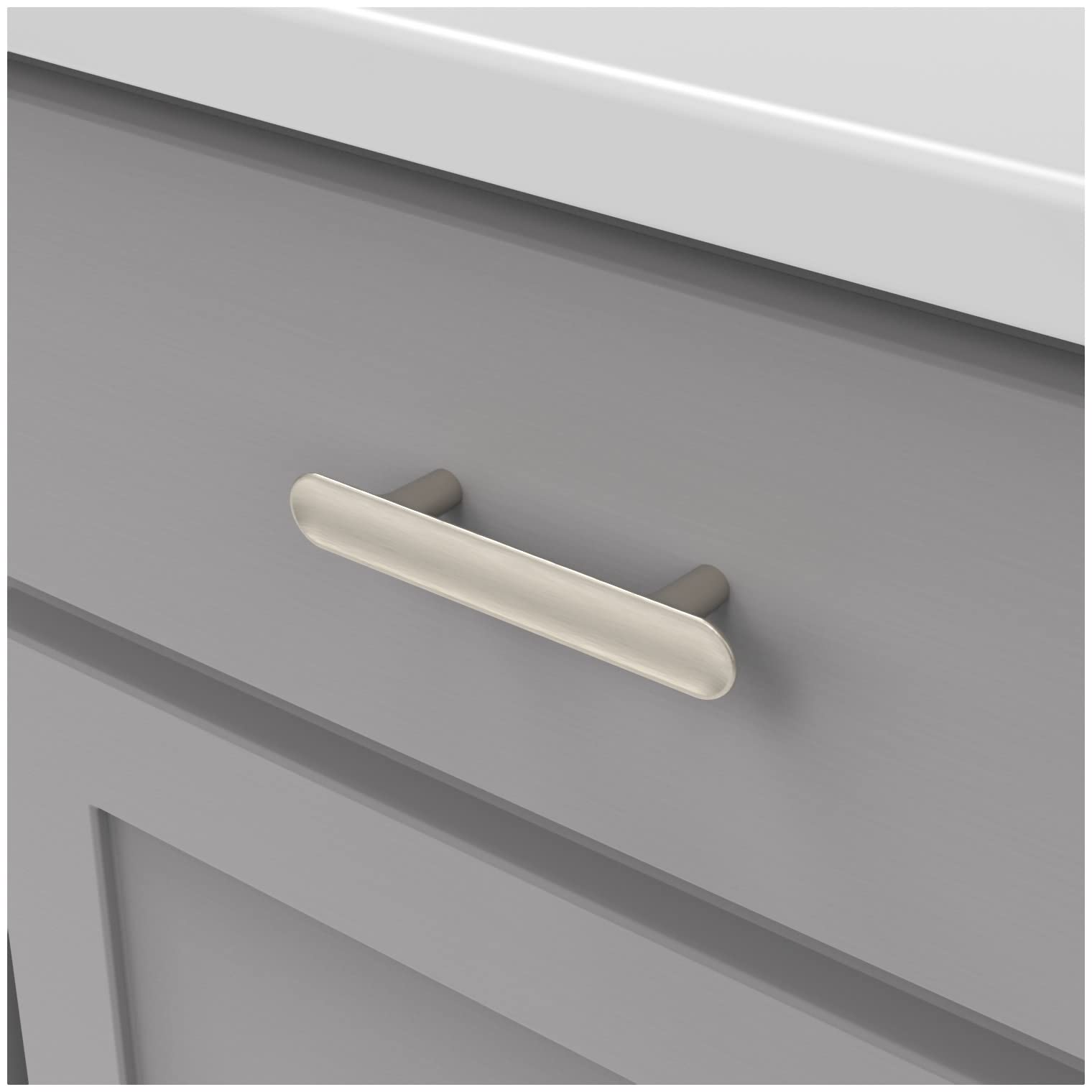 Luxury Hickory Hardware 1 Pack Solid Core Kitchen Cabinet Pulls - Brushed Golden Brass Drawer Handles for Cabinets, Dressers & Doors (3 Inch Hole Center, Maven Collection) - Perfect for Modern Kitchens & Home Renovation Projects
