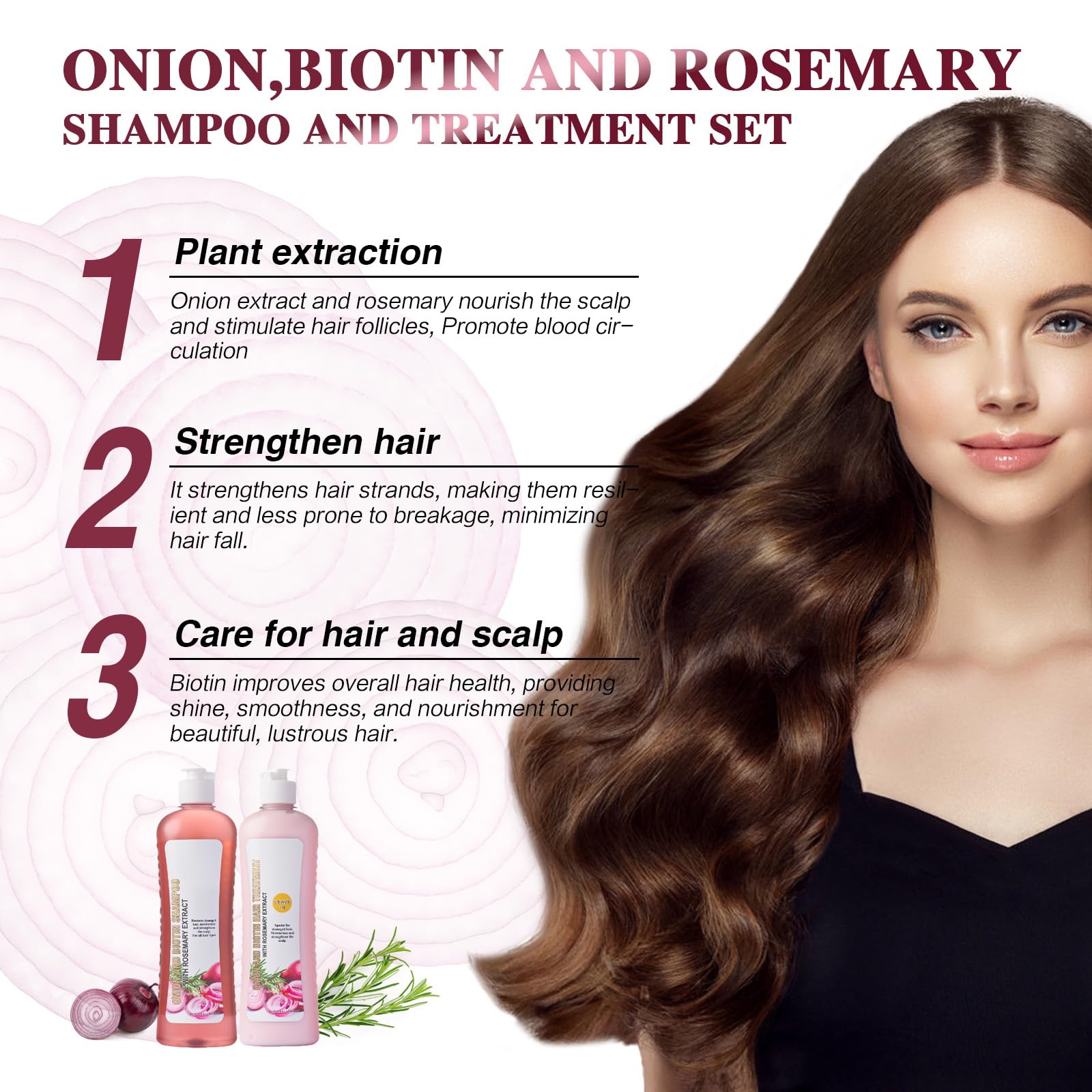 Onion Biotin & Rosemary Shampoo for Hair Growth - Sulfate Free Shampoo with Natural Ingredients for Thicker, Stronger Hair - Perfect for Daily Use & Damaged Hair Repair