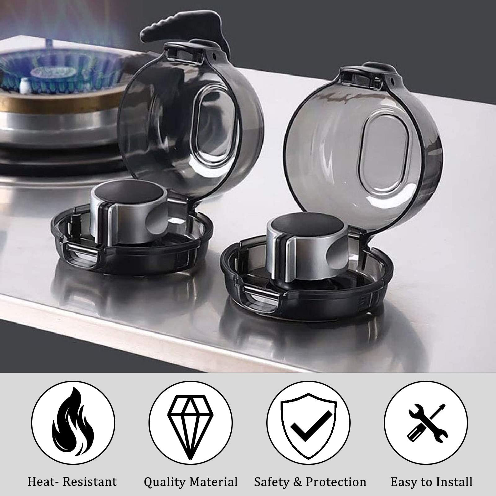 2-Pack Universal Stove Knob Covers - Child Safety Locks for Gas & Electric Ovens - Heat-Resistant Kitchen Protection (Perfect for Baby Proofing & Pet Safety in Homes)