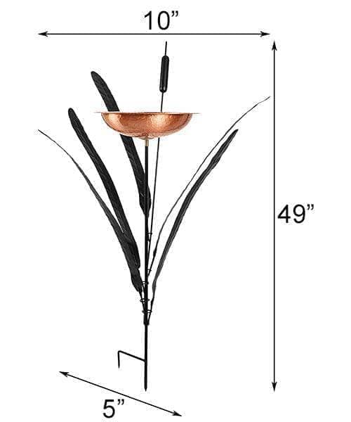 Single Cattail Bird Bath - Outdoor Garden Decoration for Birds - Perfect for Backyard, Patio, and Wildlife Habitat