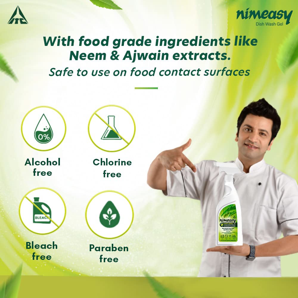 Nimeasy Natural Disinfectant & Power Cleaner Spray - 450ml Kitchen & Utensil Cleaner with 99.9% Germ Protection | Safe for Food Surfaces, Countertops, Cutting Boards | Eco-Friendly Cleaning Solution for Home & Restaurant Use