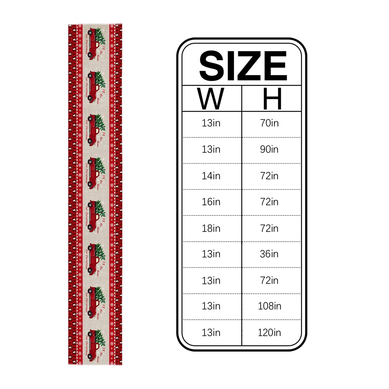 36 Inch Christmas Table Runner with Red Truck & Tree Design - Retro Holiday Kitchen, Dining, Living Room Decor - Perfect for Parties & Home Decoration (13x36 in) - Ideal for Christmas Dinners, Family Gatherings & Festive Home Styling