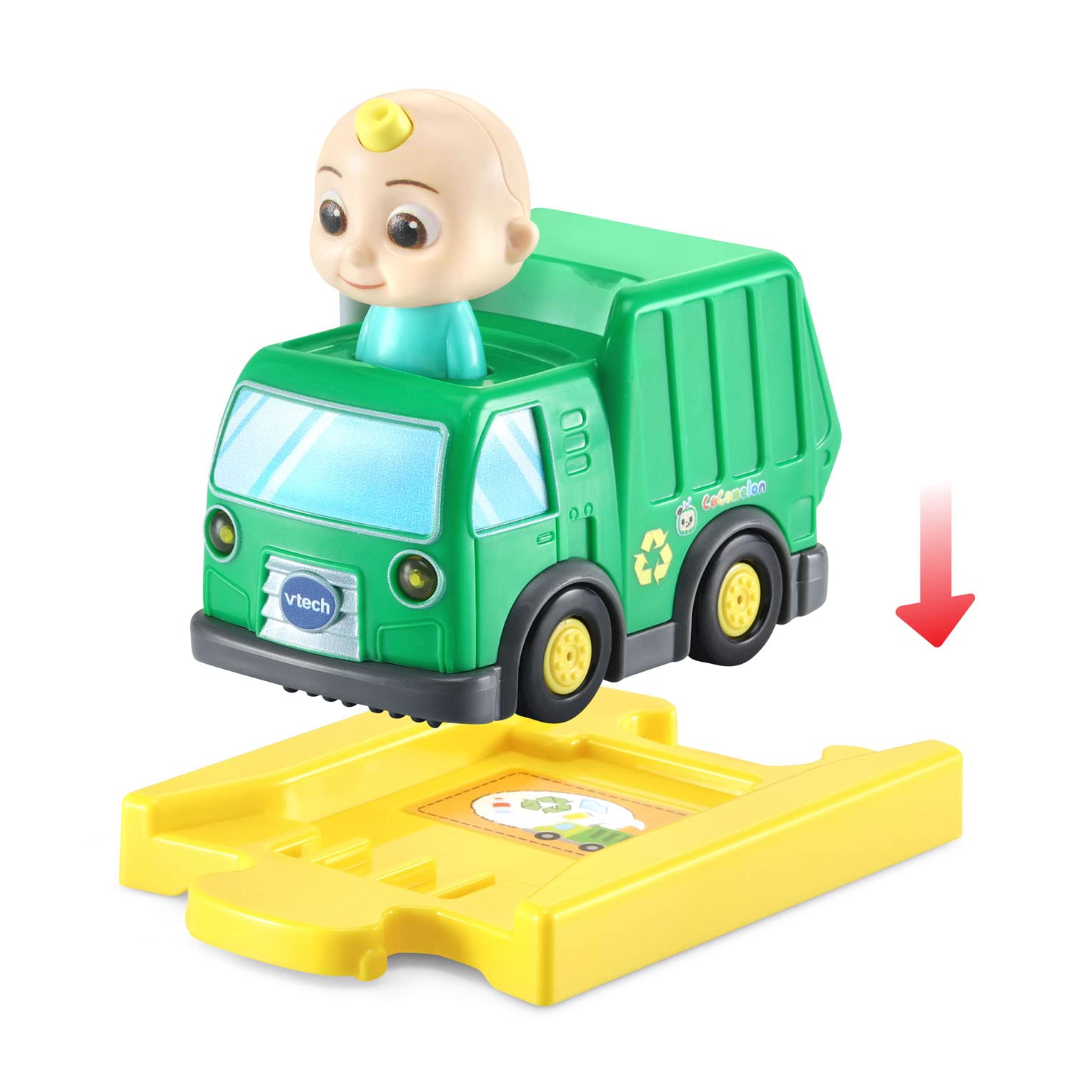 VTech CoCoMelon Go! Go! Smart Wheels JJ’s Recycling Truck and Track Set - Interactive Learning Toy for Toddlers & Kids Ages 1-5 - Educational STEM Toy with Lights & Sounds - Perfect for Pretend Play & Recycling Awareness