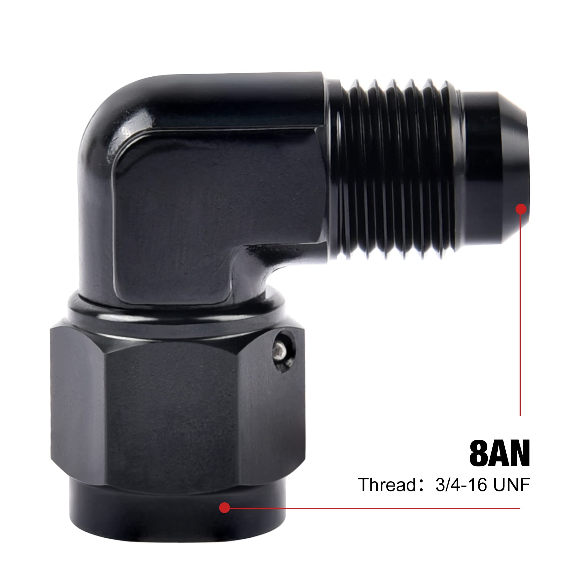EVIL ENERGY AN Female to AN Male Flare Swivel Fitting Adapter - High-Quality Aluminum Black AN Fittings for Fuel, Oil & Hydraulic Systems - Perfect for Automotive, Racing & Performance Upgrades