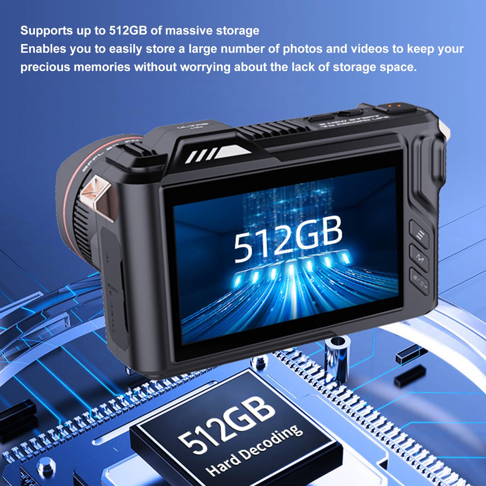 PUSOKEI 5K 50MP Digital Camera with 5K Video Resolution & 50x Zoom | 4-Inch LCD Screen Vlogging Camera for Photography & Travel | Perfect for Night Shots, YouTube Content Creation & Outdoor Adventures