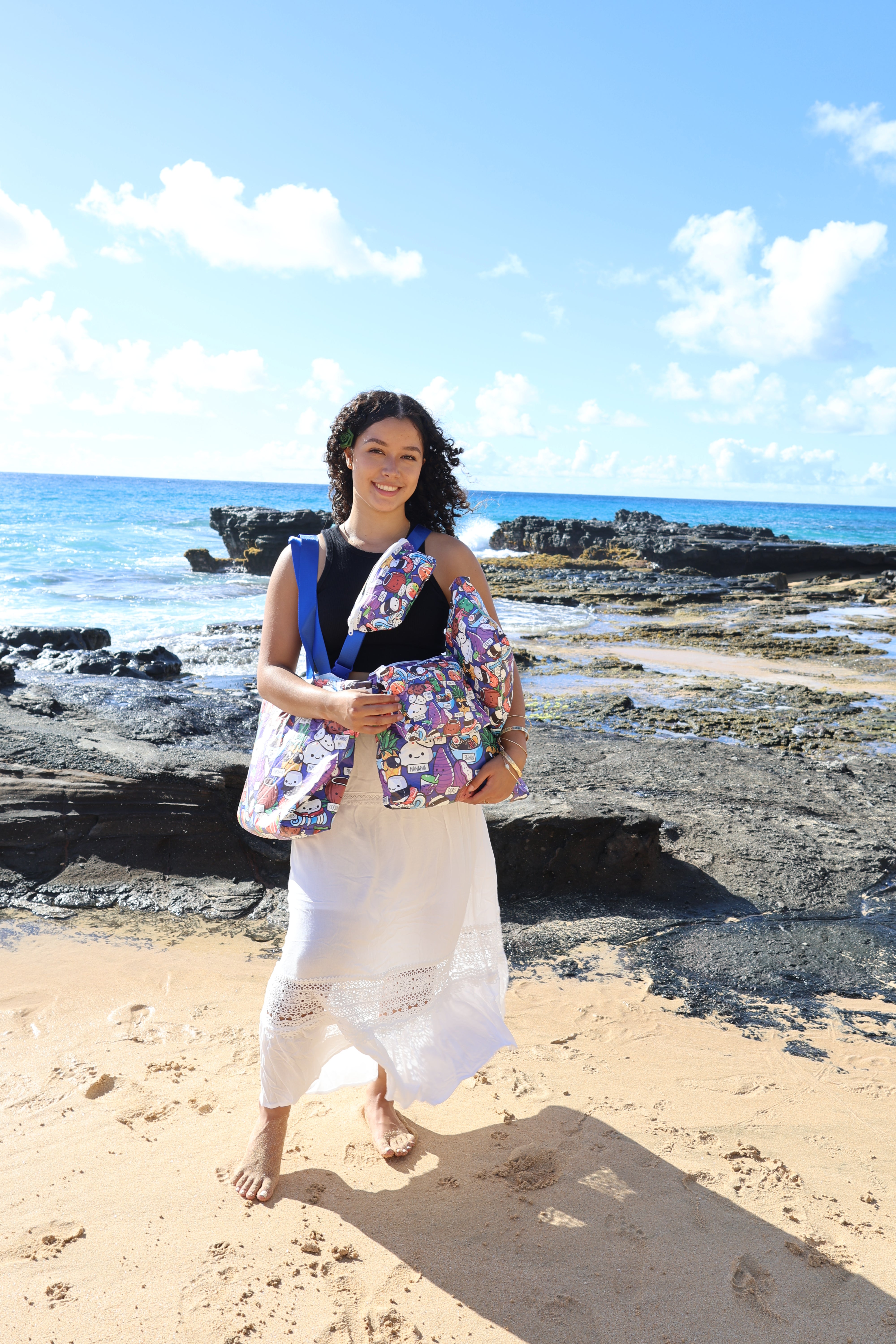 Trendy Fanny Pack Waist Bag - Wai Wai Craving Hawai'i Blue - Perfect for Travel, Hiking, and Outdoor Adventures