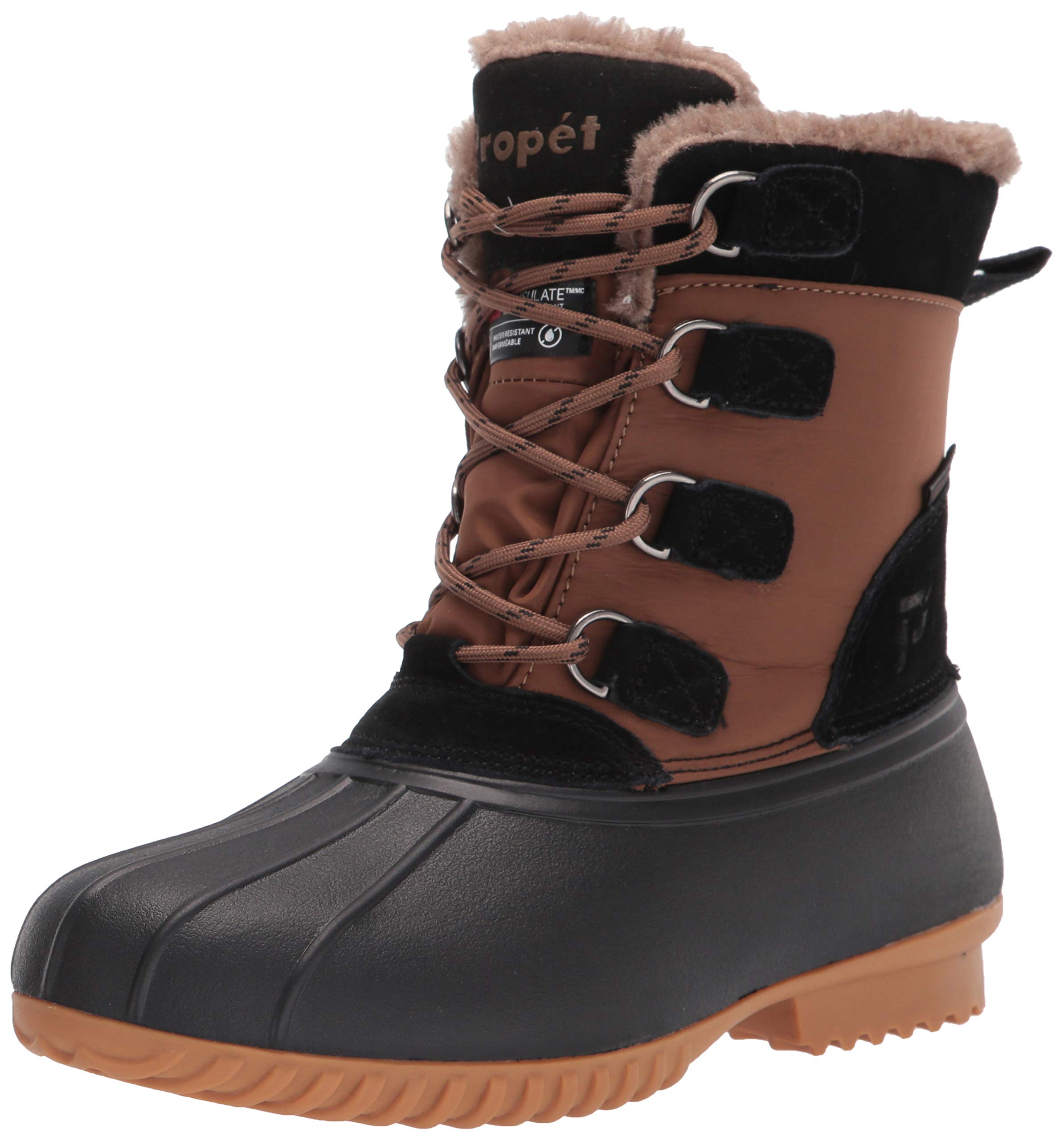 Propet Women's Ingrid Snow Boot - Waterproof Winter Boots for Women, Warm & Comfortable, Pinecone/Black, Size 9.5 X-Wide - Perfect for Snowy Days, Hiking & Outdoor Activities