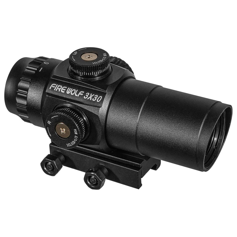 FIRE WOLF 3X30 Prism Scope - Compact Hunting Rifle Scope with 1/2 MOA Adjustment, Waterproof & Shockproof (1000G) - Ideal for Tactical Shooting, Hunting, and Outdoor Adventures