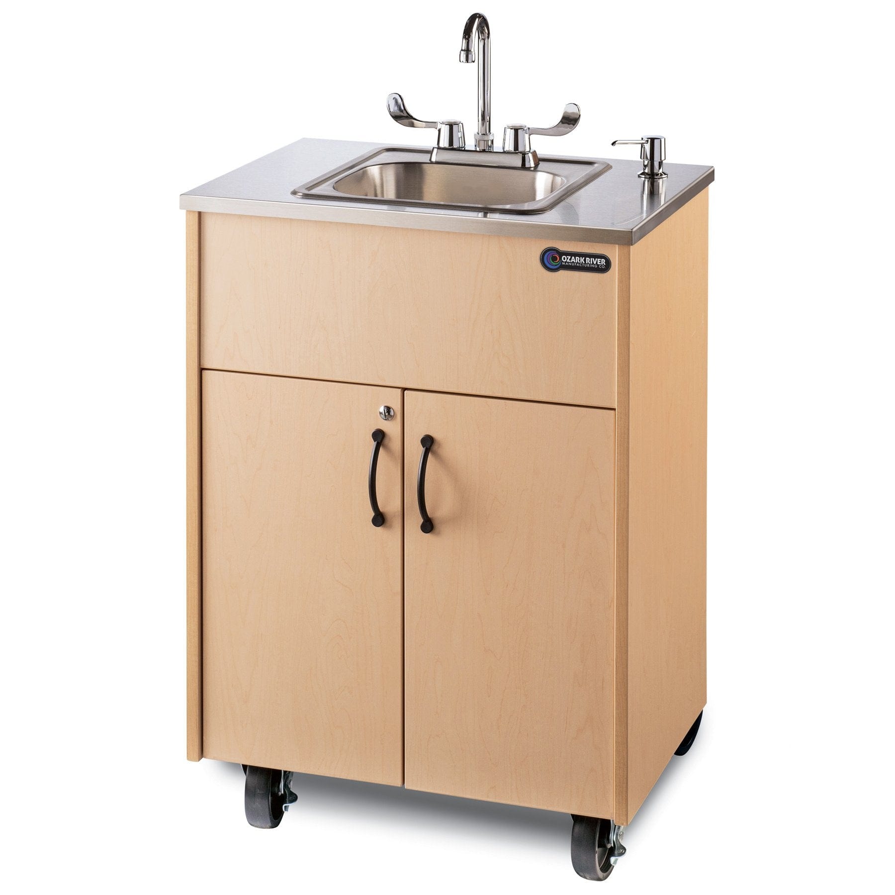 Ozark River Premier Deep Basin Portable Sink 38 Inch Height Maple Wood with Stainless Steel Top - Perfect for Camping, RV, Outdoor Kitchen & Off-Grid Living
