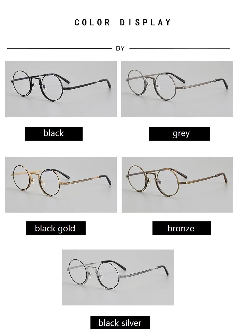 Aimee Unisex Full Rim Round Titanium Eyeglasses 5919 - Lightweight Durable Frame for Men & Women - Perfect for Reading, Work, and Everyday Wear