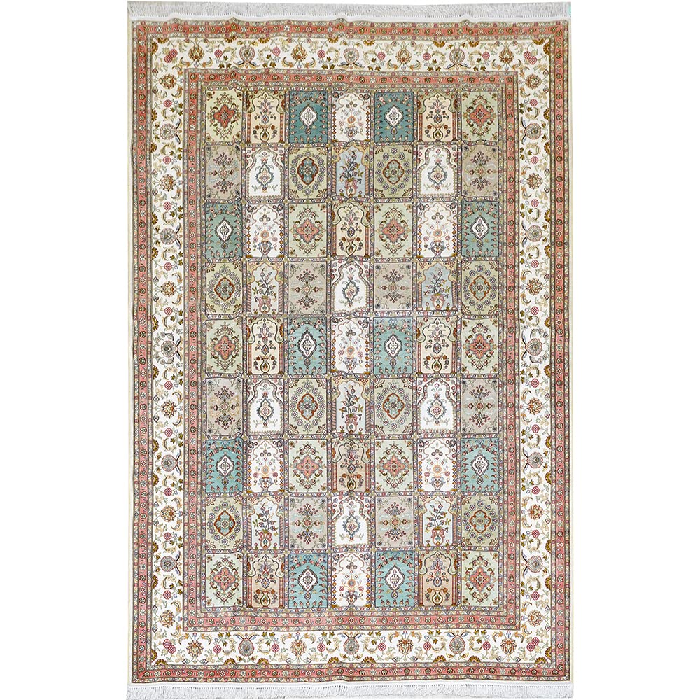 Yilong 6.56x9.84ft Silk Handwoven Persian Rug - Luxury Garden Design for Living Room, Bedroom & Dining Room - Perfect for Home Decor & Interior Design