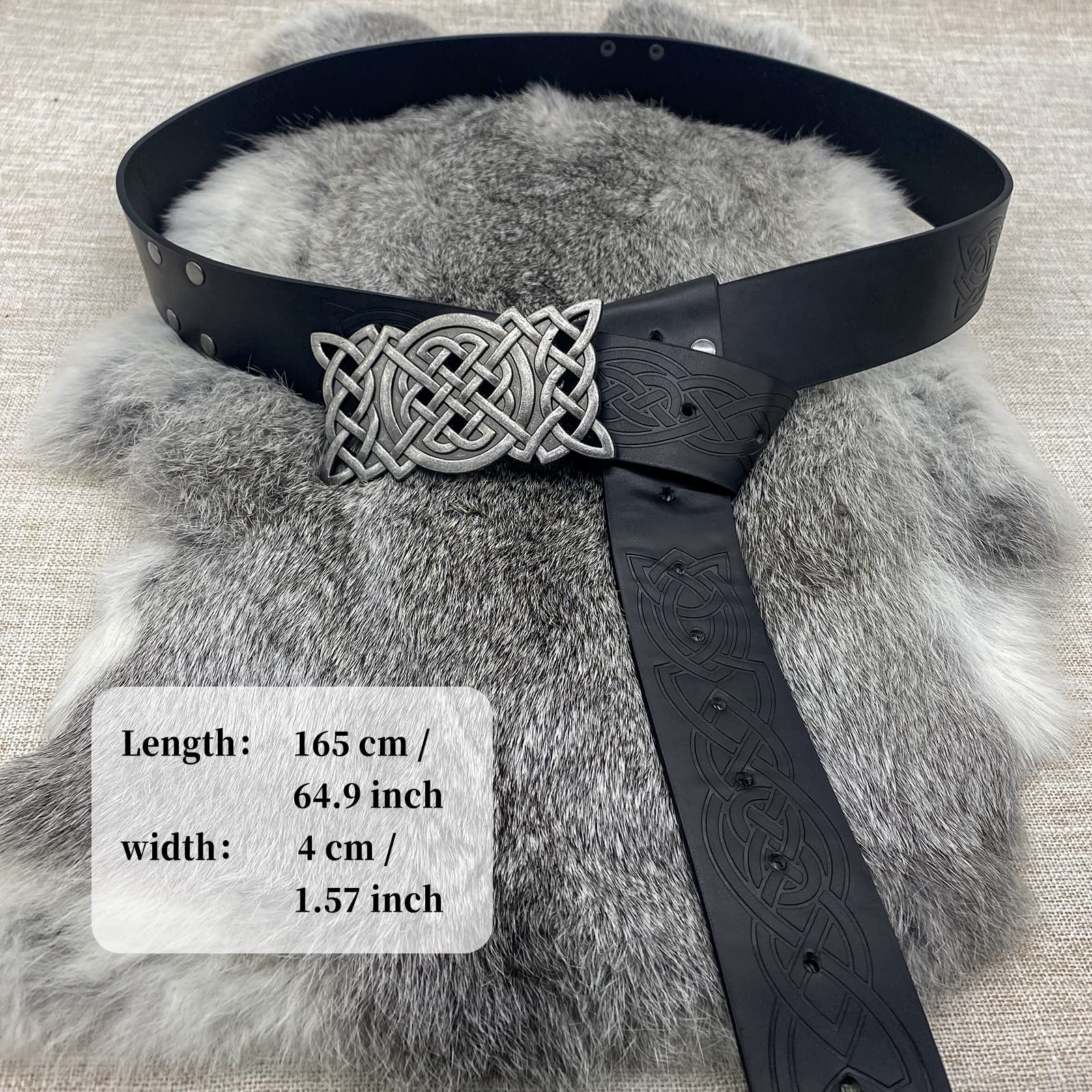 Viking Embossed Buckle Belt - Medieval Faux Leather Knight Belt for LARP, Cosplay & Halloween - Norse Warrior Costume Accessory for Renaissance Fairs & Historical Reenactments