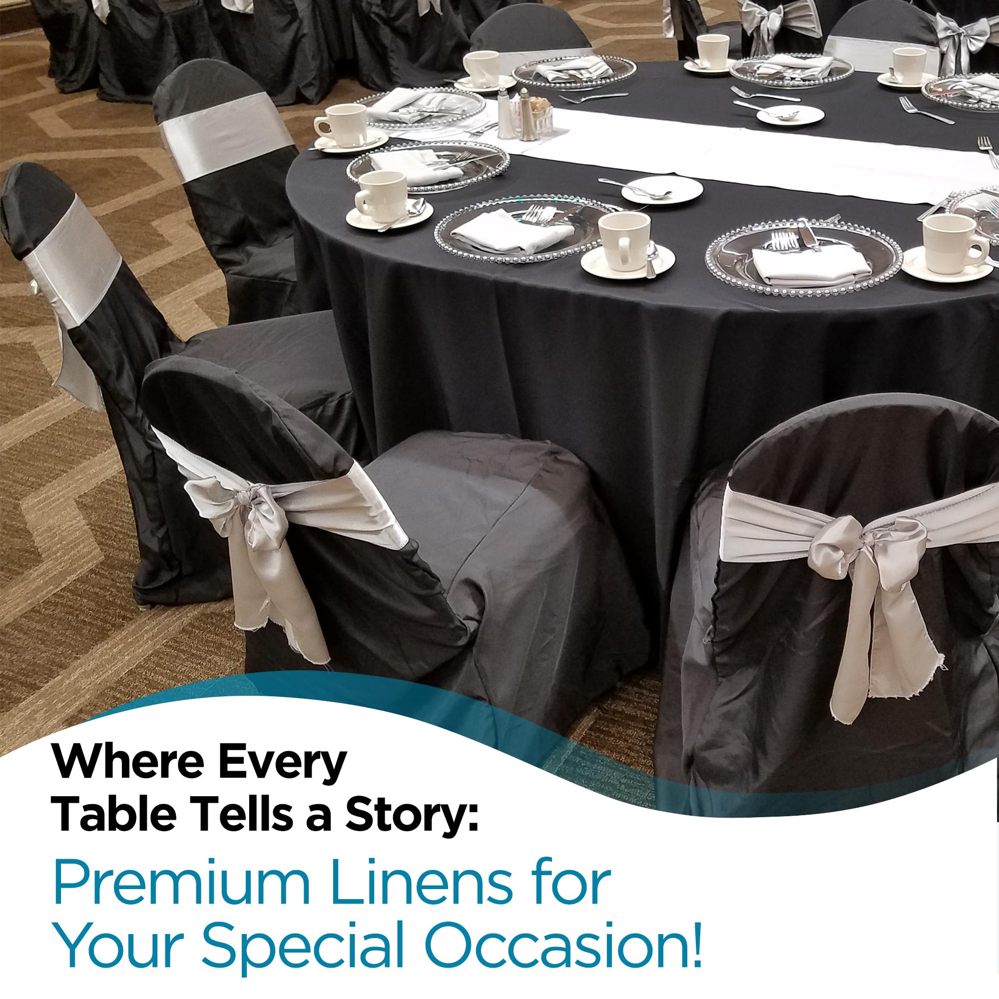 Premium Polyester Banquet Chair Covers - 50pcs Black for Wedding & Party Decor
