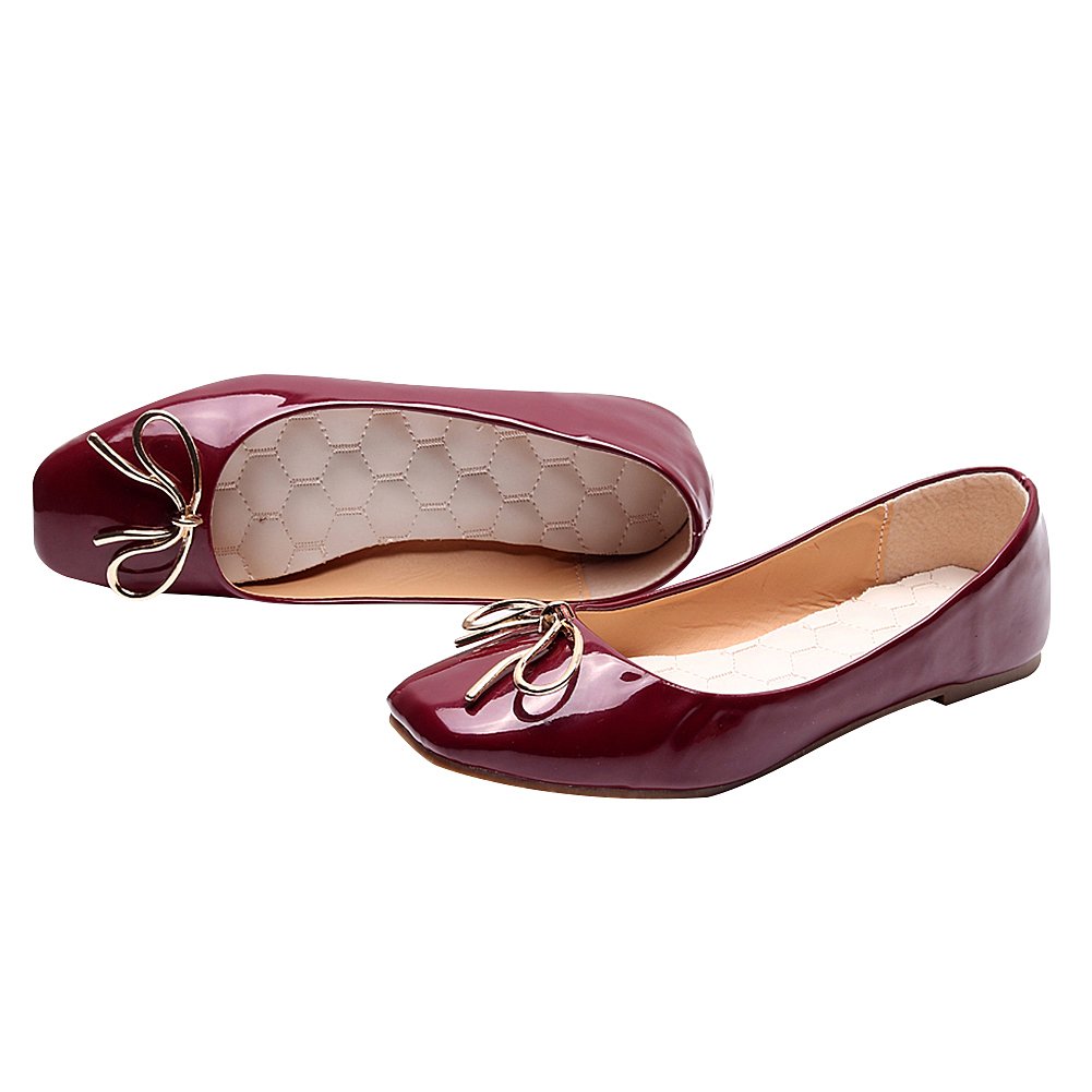 ANUFER Women's Comfortable Square Toe Ballet Flats with Bow Tie - Cute Dolly Shoes for Casual Wear, Office & Party Occasions