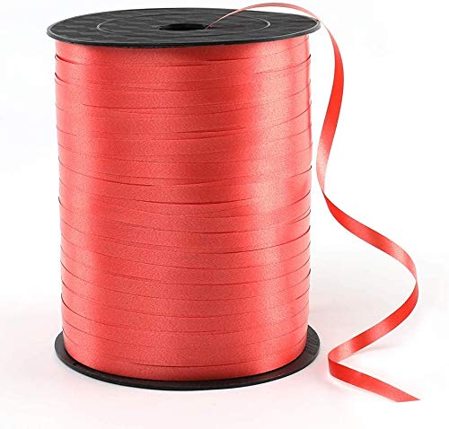 Teemico 500 Yards Matte Red Metallic Curling Ribbon - Silver Balloon Ribbons for Party Decorations, Gift Wrapping, Floral Arrangements & DIY Crafts | Perfect for Birthdays, Weddings, Christmas & Holiday Celebrations