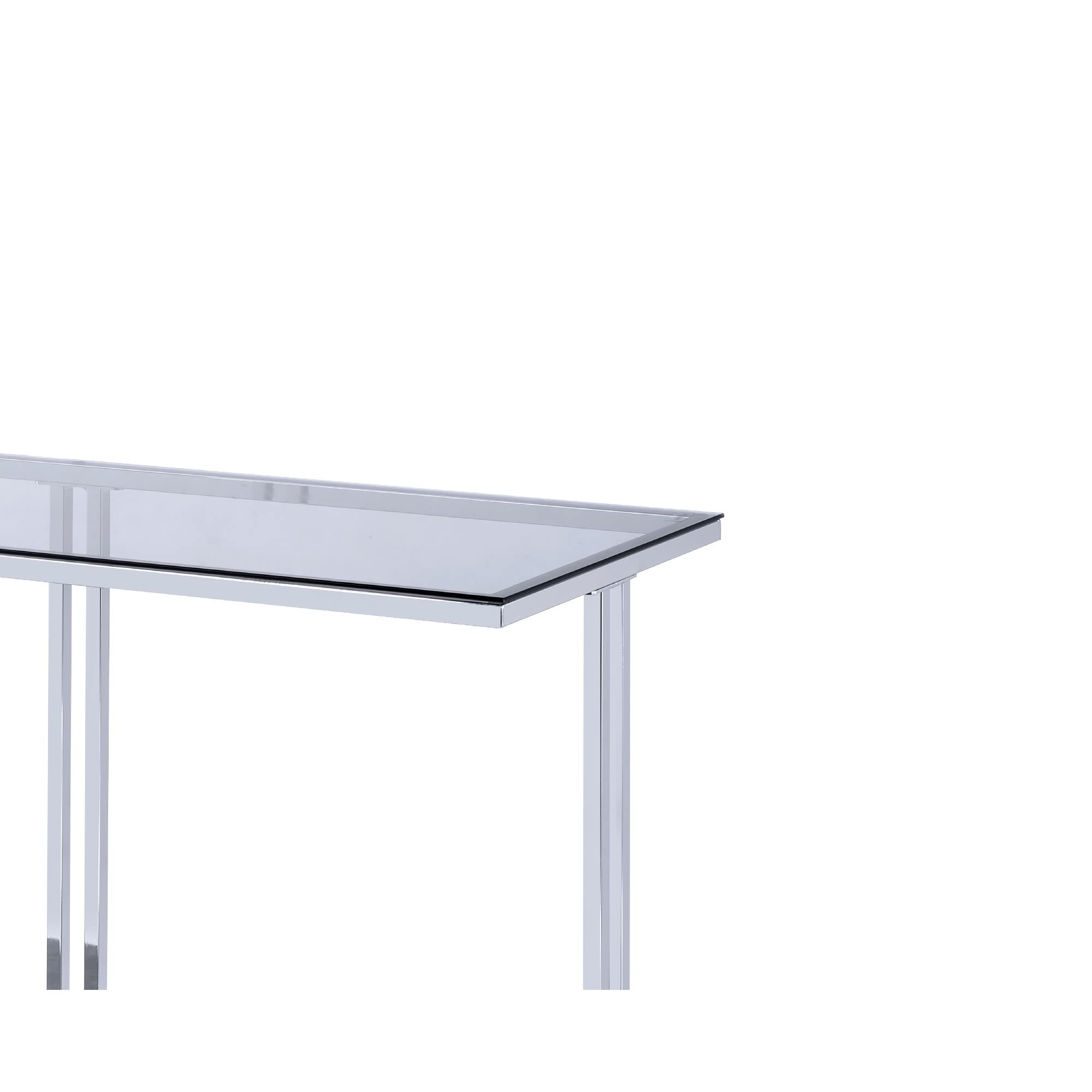 Benjara Modern Sofa Table - Silver Metal Frame with Clear Glass Top & Marble Bottom Shelf - Perfect for Living Room, Lounge, or Office Decor