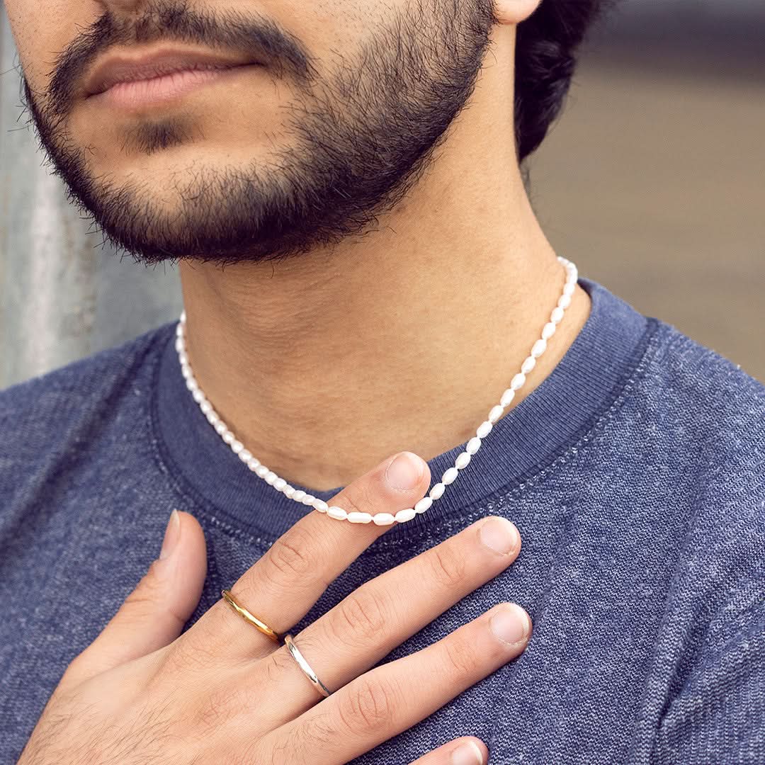 Elegant Men's Seed Pearl Necklace in Ivory - Perfect for Weddings, Formal Events & Gifts
