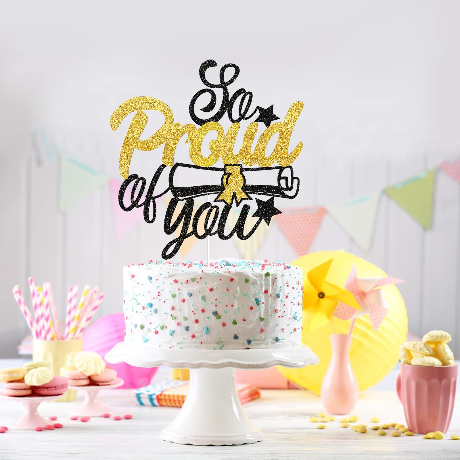 Personalized Graduation Cake Toppers 2023 - 'We Are So Proud of You' Congrats Grad Decorations - Perfect for Graduation Parties, Commencement Celebrations & Academic Achievements