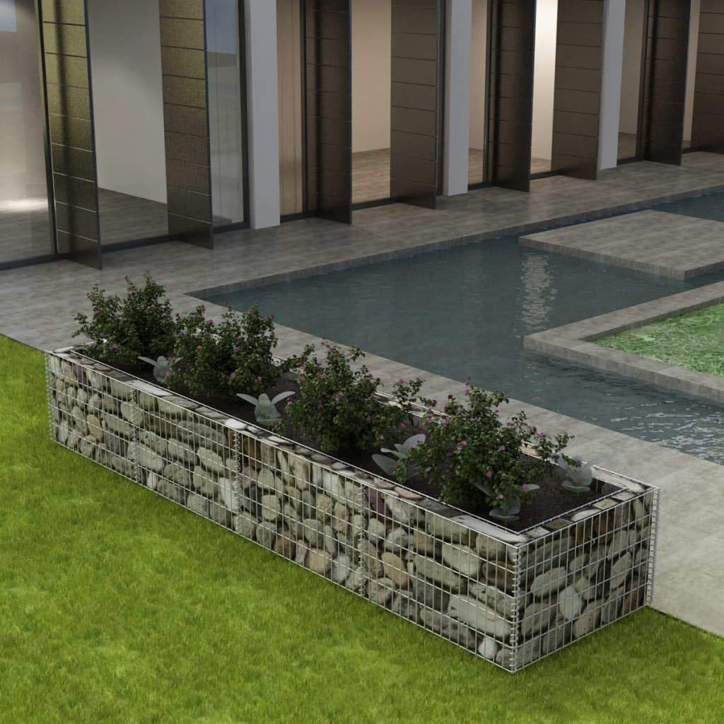 Galvanized Metal Gabion Planter Basket - Outdoor Raised Garden Bed for Patio, Landscape & Backyard Decor | Perfect for Flowers, Succulents & Small Plants