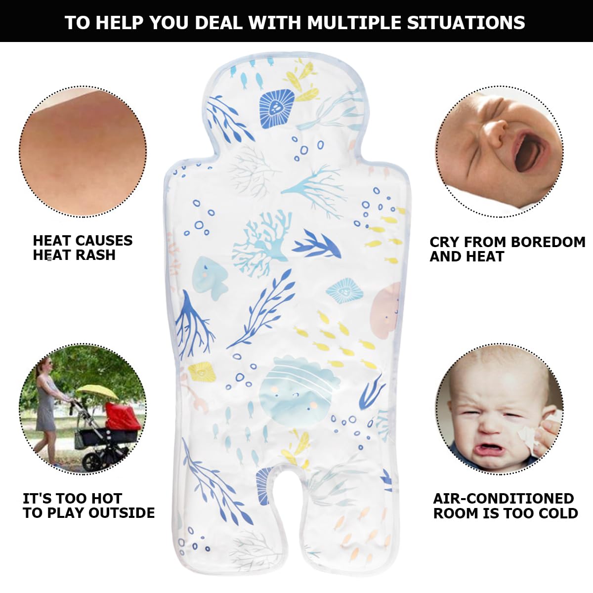 Cooling Gel Car Seat Pad for Baby Stroller, High Chair & Child Safety Seat - Breathable Ice Mat for Hot Weather, Travel & Outdoor Use (Color 2)