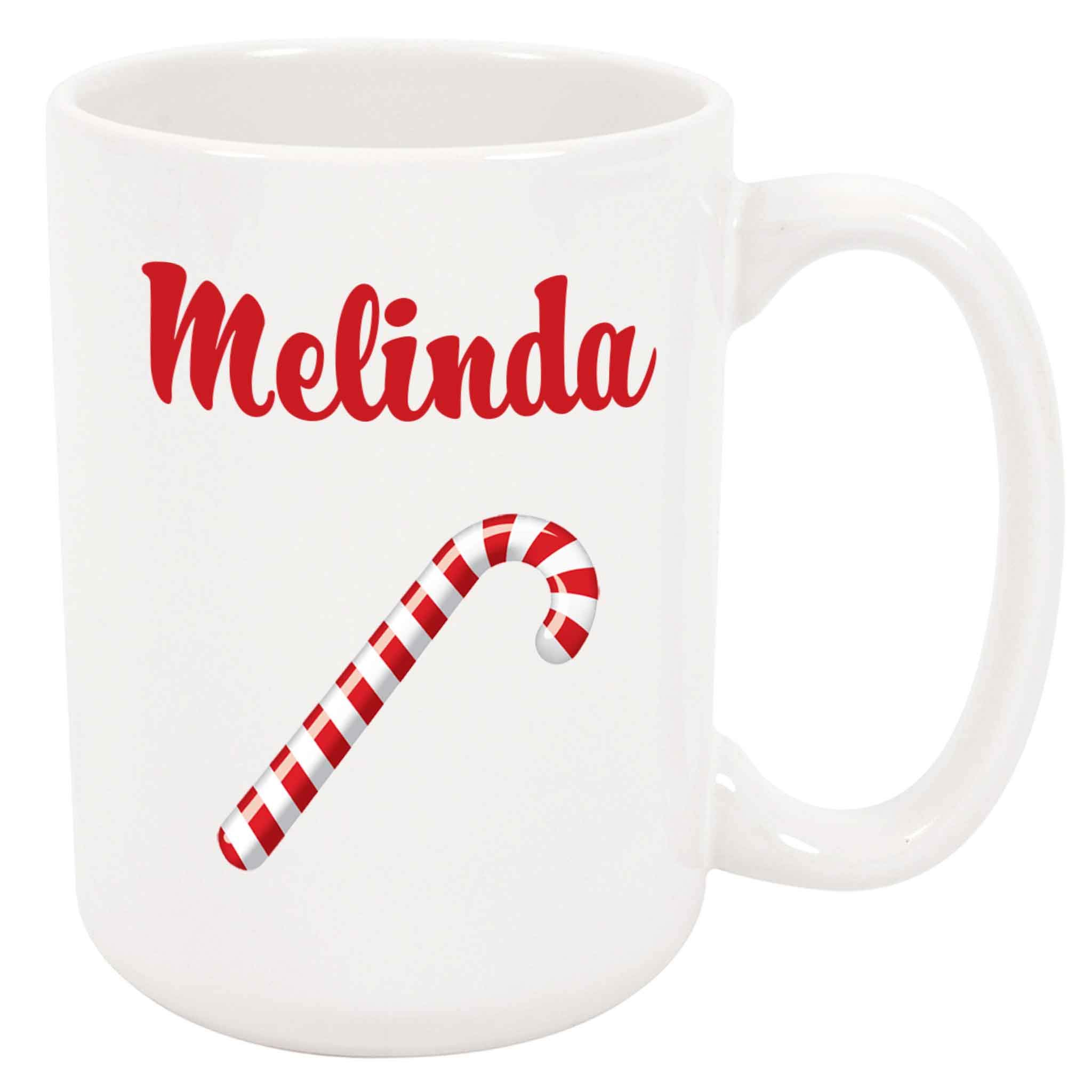 Melinda Candy Cane Christmas Coffee Mug - 15oz Insulated Ceramic Cup for Hot Cocoa, Tea & Coffee - Perfect Holiday Gift & Winter Morning Drinkware