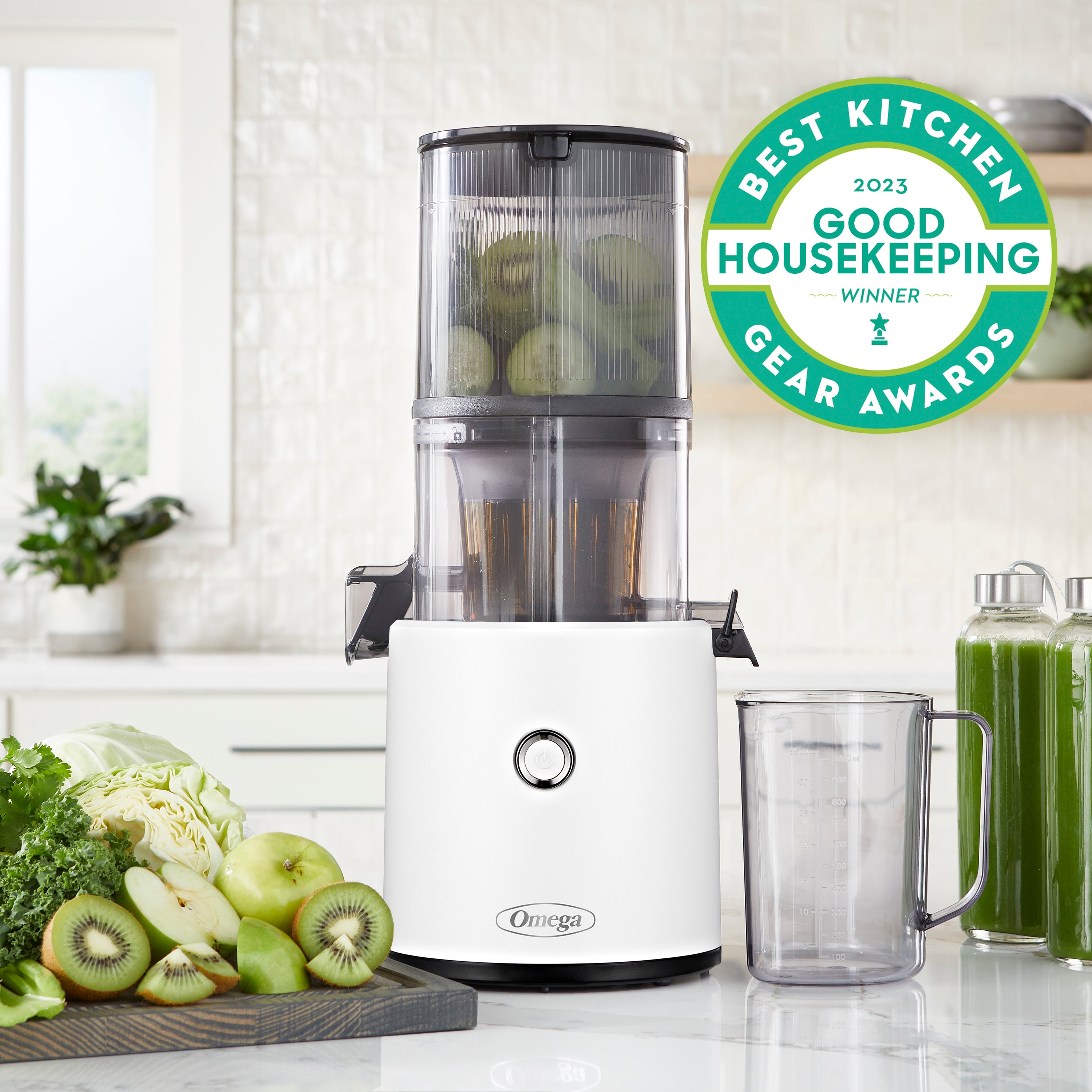 Omega Effortless™ Batch Juicer (JC2022) - Cold Press Slow Masticating Juicer for Fruits & Vegetables - Perfect for Healthy Juicing at Home, Gym & Office