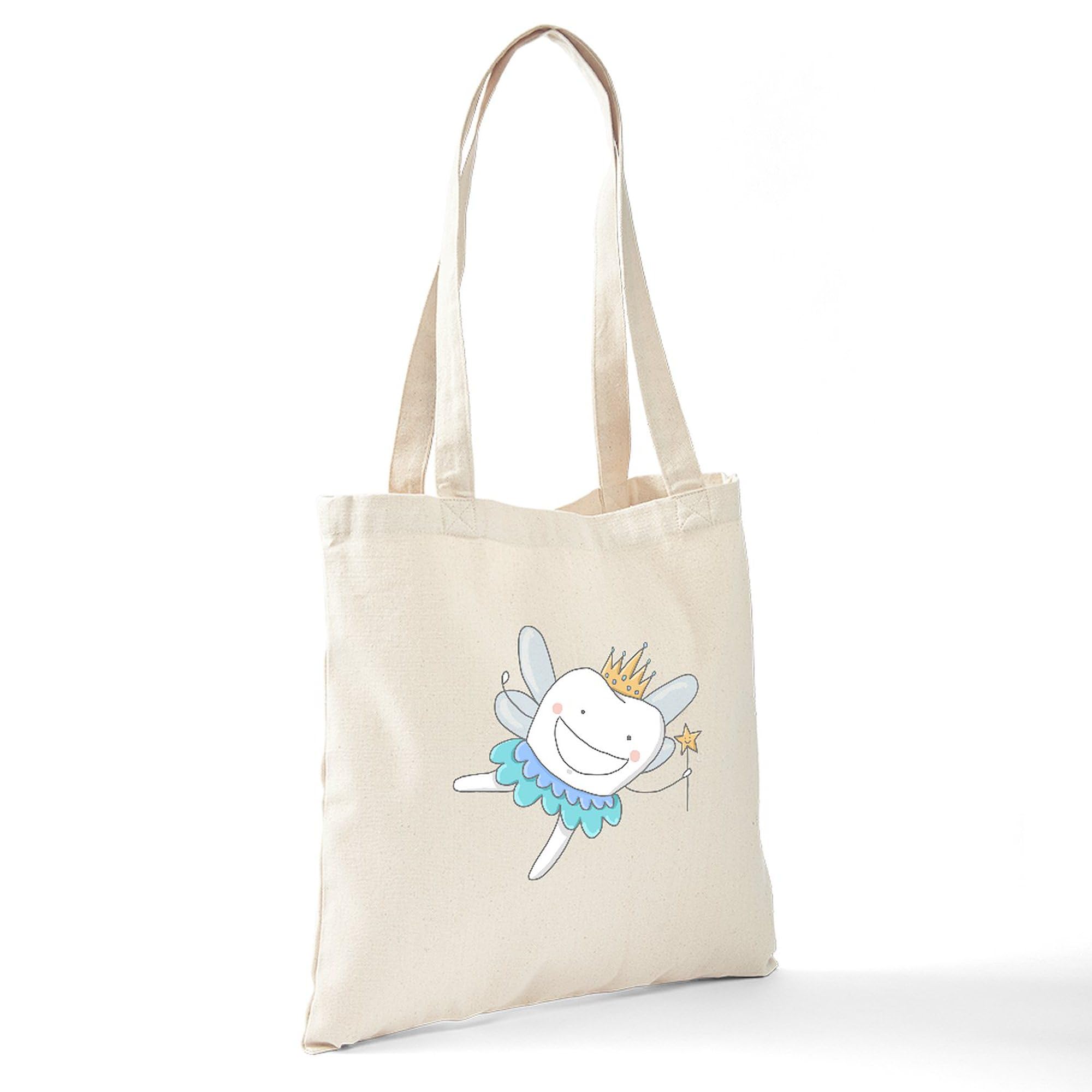 Tooth Fairy Tote Bag - Natural Canvas Reusable Shopping Bag for Kids, Eco-Friendly Grocery Bag - Perfect for Tooth Fairy Visits, School Lunches & Beach Trips