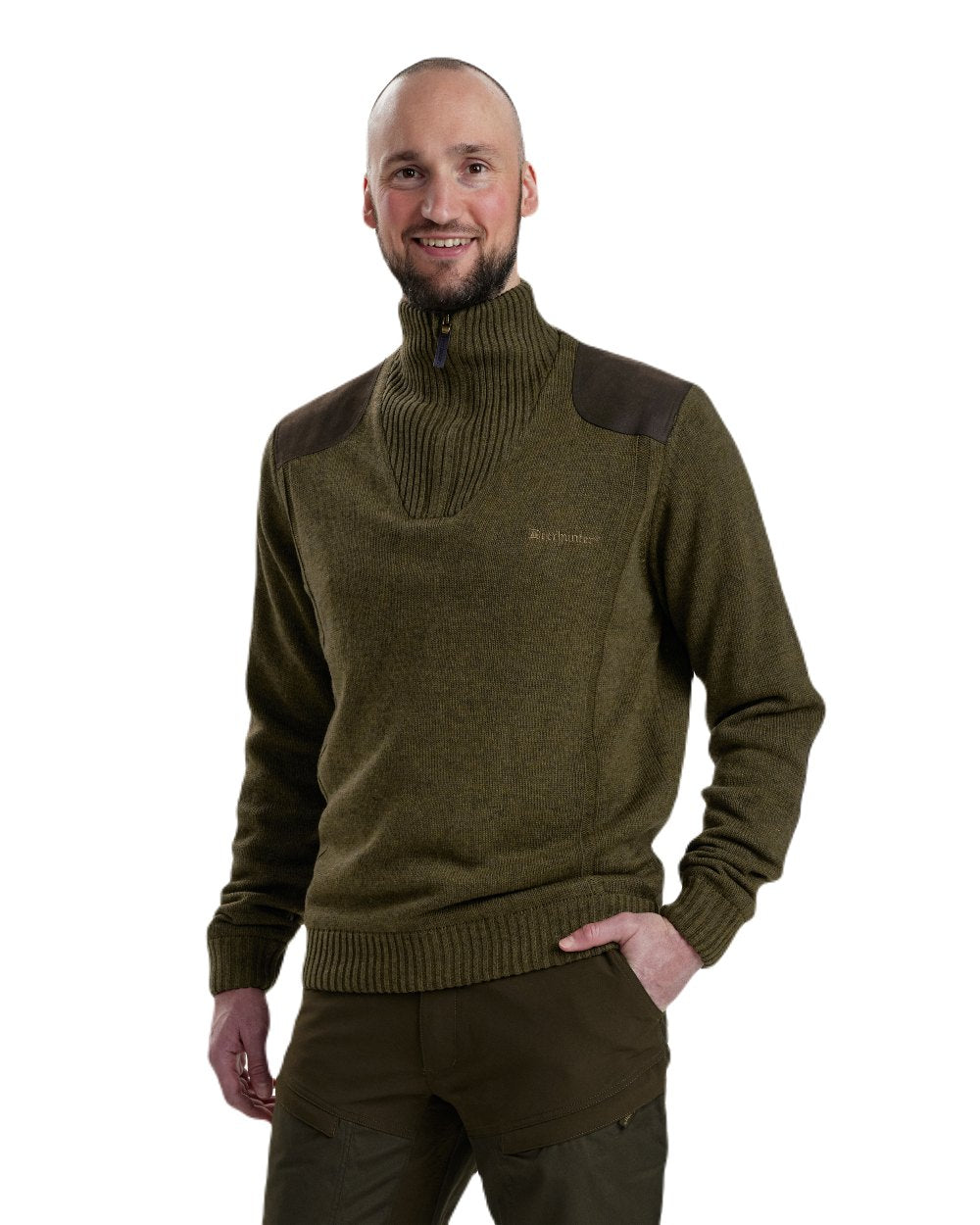 Deerhunter Carlisle Knit Zip Neck Sweater with Stormliner - Warm Winter Pullover for Men | Outdoor Hiking & Casual Wear