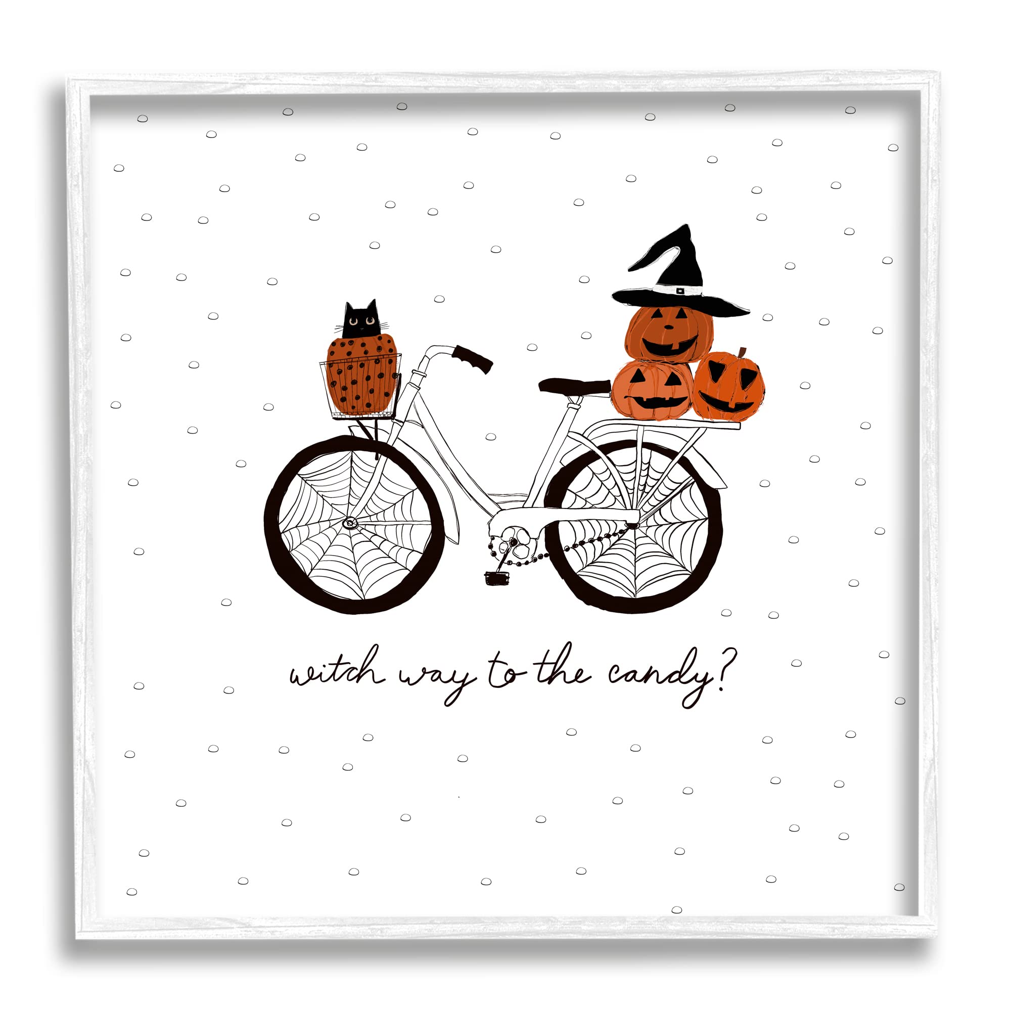 Stupell Industries Halloween Decor - Witty Calligraphy Pumpkin Cat Bicycle Wall Art by Amylee Weeks | Spooky Home Decor, Party Decoration & Seasonal Gift