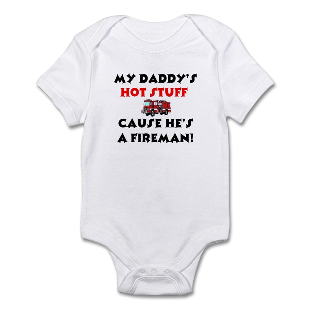 Daddy's Hot Stuff Cause He's a Baby Bodysuit - Funny Infant Onesie for Newborns & Babies - Perfect for Father's Day, Family Photos & Playtime