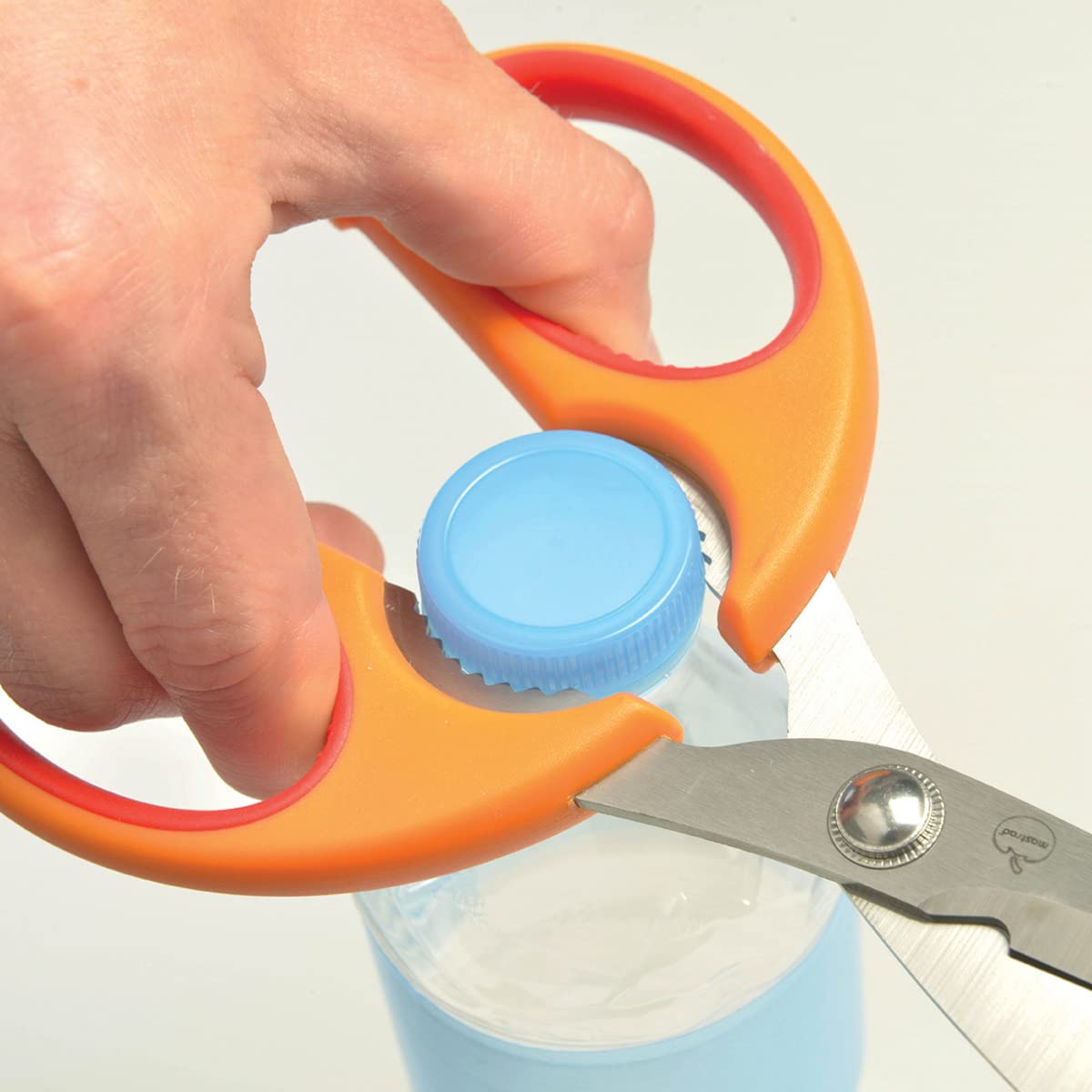 Mastrad Nut Cracker Kitchen Scissors - Soft Grip Stainless Steel Shears with Ergonomic Handles, Easy Cleaning, Orange/Raspberry (F24004) for Cutting Nuts, Herbs, and Poultry