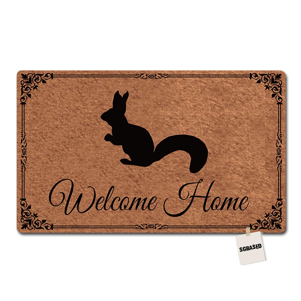 Funny Squirrel Welcome Home Doormat - Non-Slip Rubber Backing, 30x18 Inch Entryway Floor Mat for Front Door, Porch & Home Entrance - Perfect Gift for Housewarming & Outdoor Decor