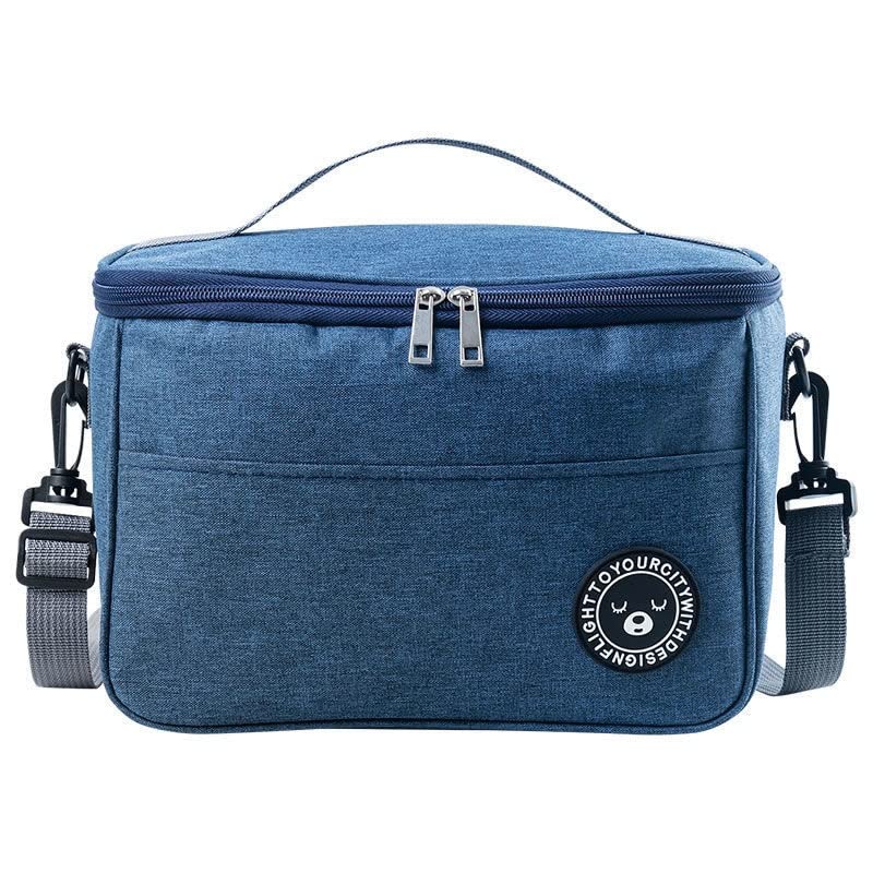 Insulated Leakproof Lunch Box for Adults & Kids - Reusable Thermal Lunch Bag with 4 Pockets for Office, School, Picnics & Travel - Tirrinia Charcoal Blue Lunch Tote Cooler (10.3×6.7×7 inches)