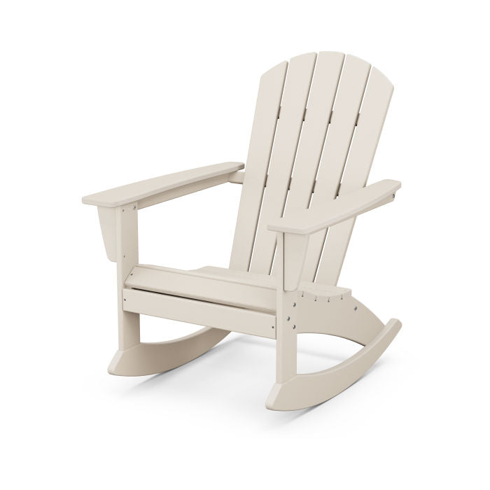 POLYWOOD Nautical Adirondack Rocking Chair - All-Weather Outdoor Rocking Chair for Patio, Deck, Garden & Beach - Durable & Comfortable Furniture