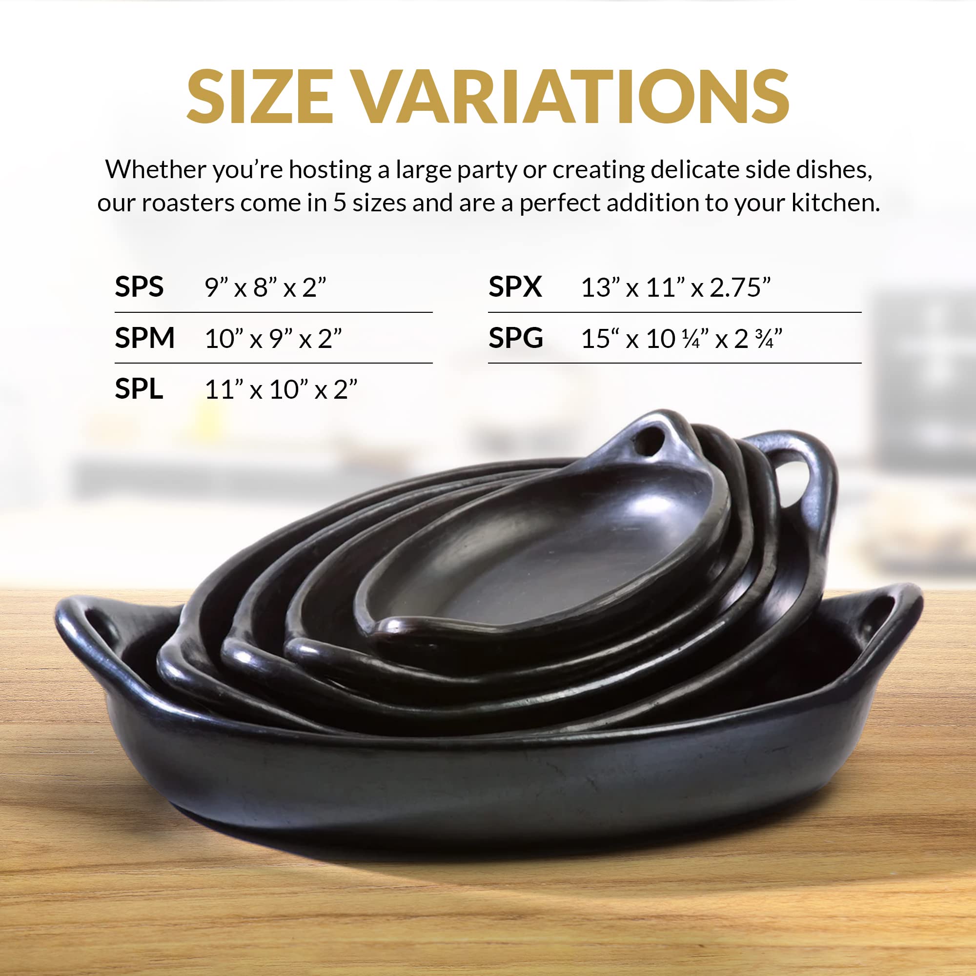 Premium Chamba Black Clay Roasting Pan - Handcrafted Square Clay Cookware for Baking, Roasting & Serving - Extra Large 10