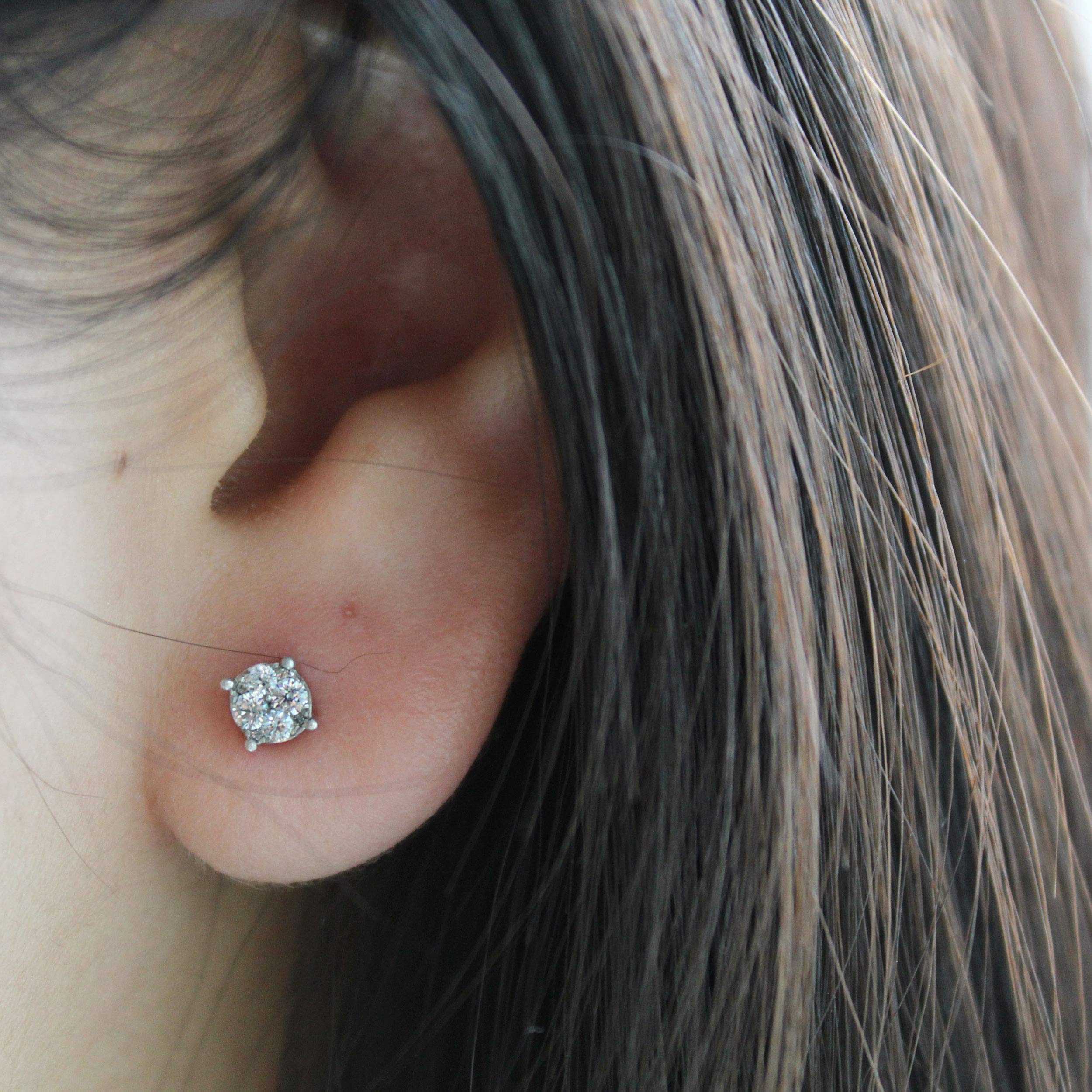 1-Piece Natural Diamond Stud Earrings in 925 Sterling Silver for Men & Women - Perfect for Weddings, Anniversaries & Everyday Elegance