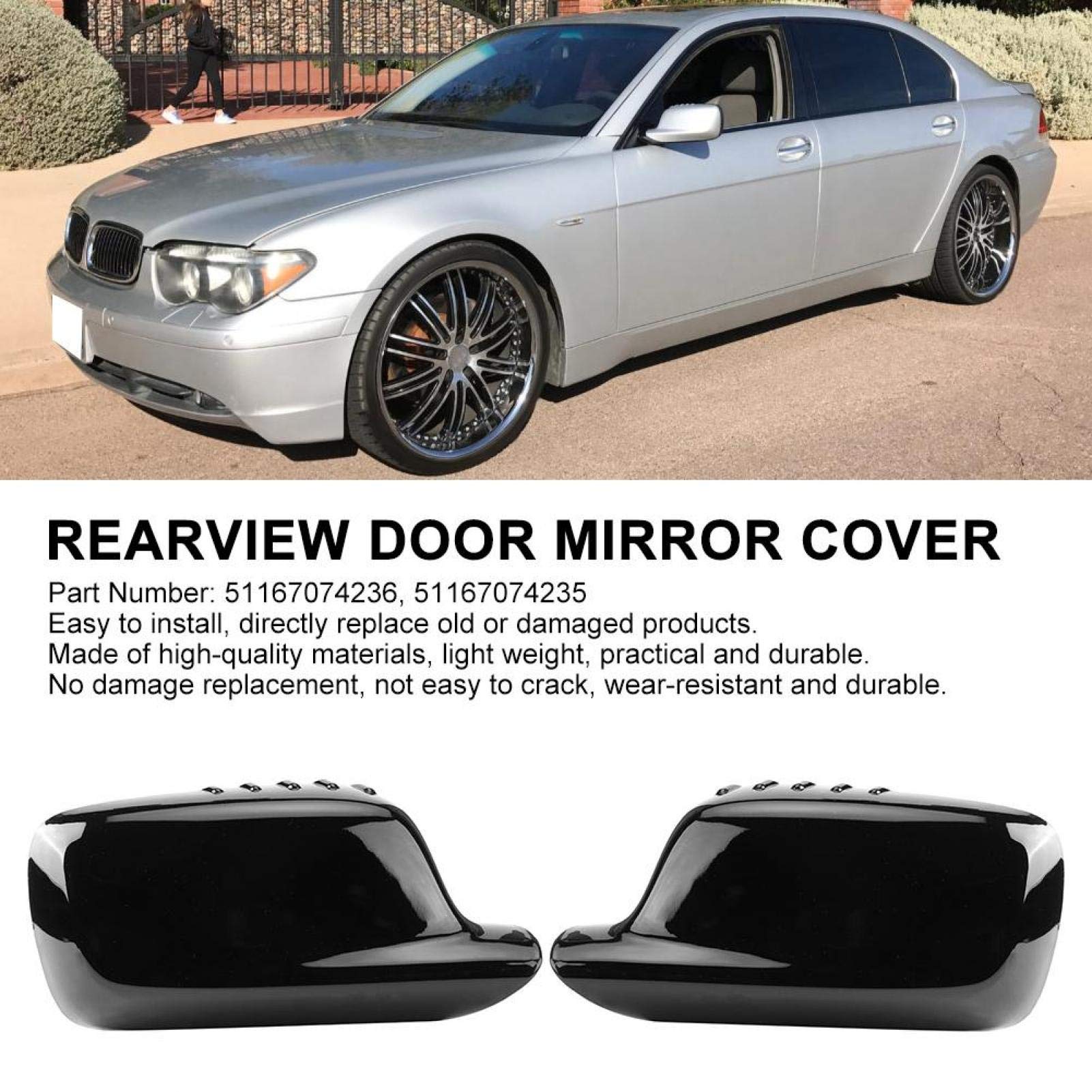 Yctze 51167074236 51167074235 Side Mirror Cover Replacement for BMW E46 323Ci 325Ci 328Ci - Left+Right Rearview Mirror Housing Shell (Pair) - Perfect for Car Exterior Upgrade & Mirror Protection