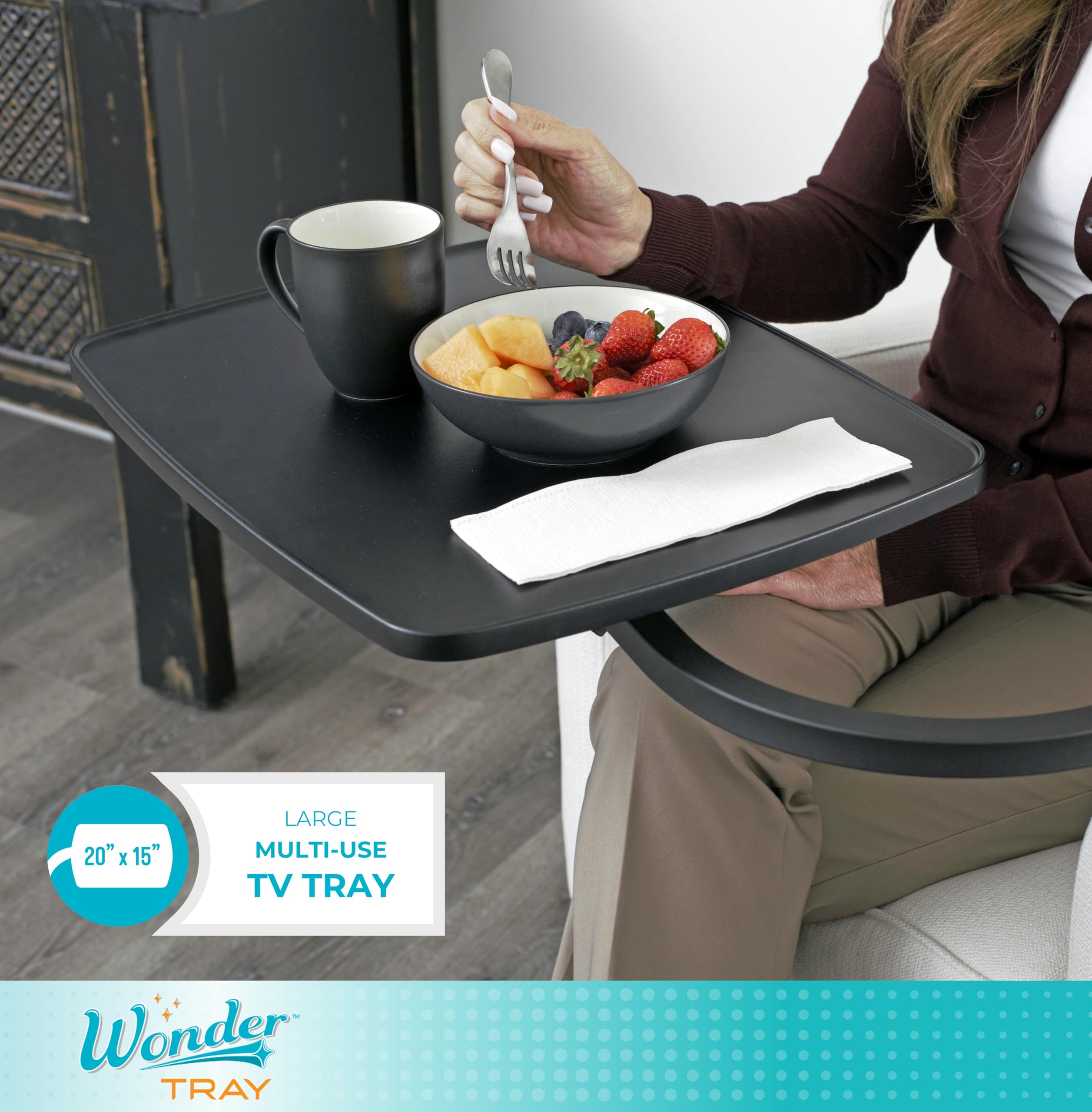 Stander Wonder Tray - Adjustable Swivel Laptop Table for Couch, Bed & Recliner - Large Portable Desk for Eating, Working & Gaming - Perfect Side Table for Living Room, Office & Dorm - Black