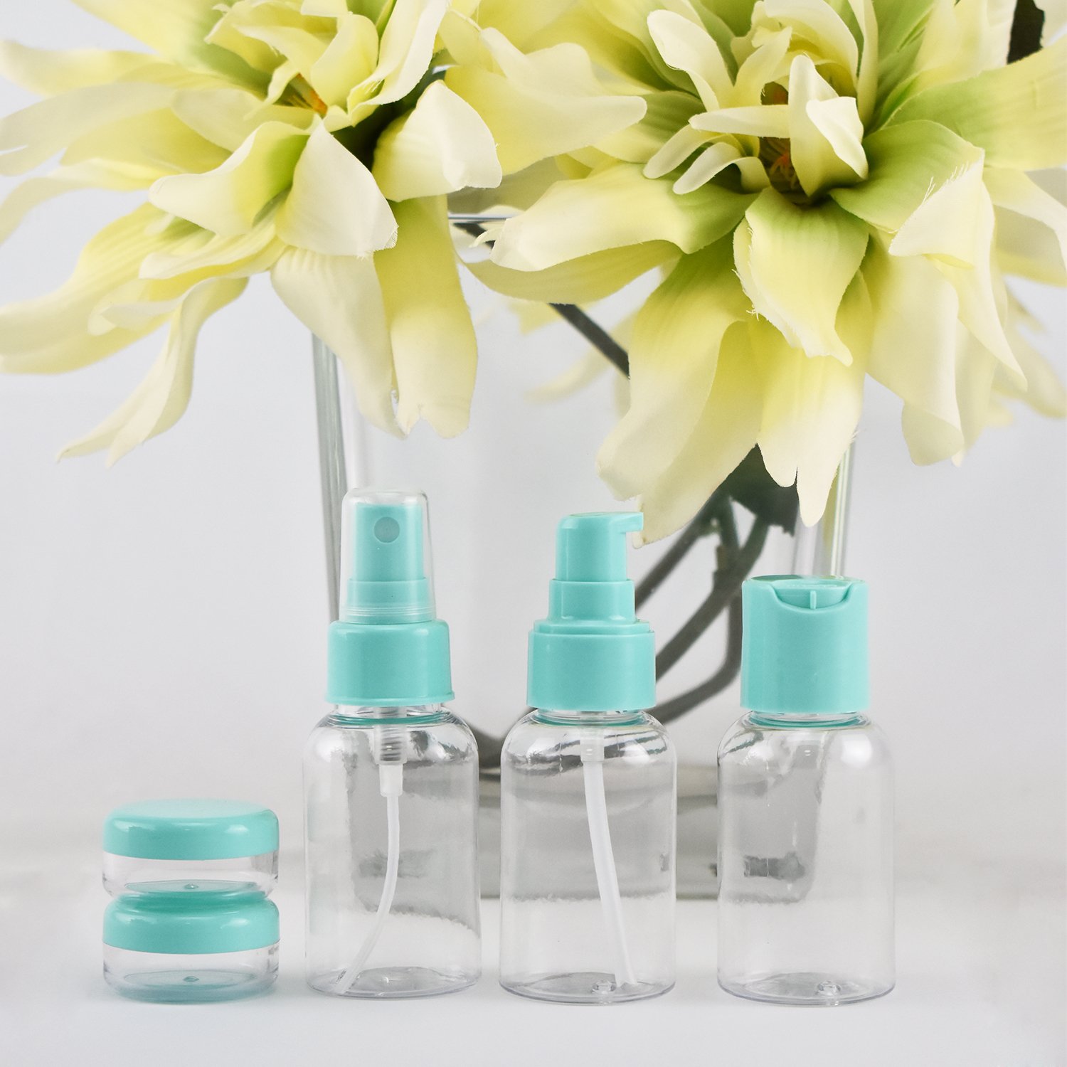 5-Pack Leak Proof Travel Bottles Set - 3oz Refillable Cosmetic Containers with Toiletry Bag | Portable Makeup & Toiletries Storage for Air Travel, Gym, Camping & Vacation Essentials