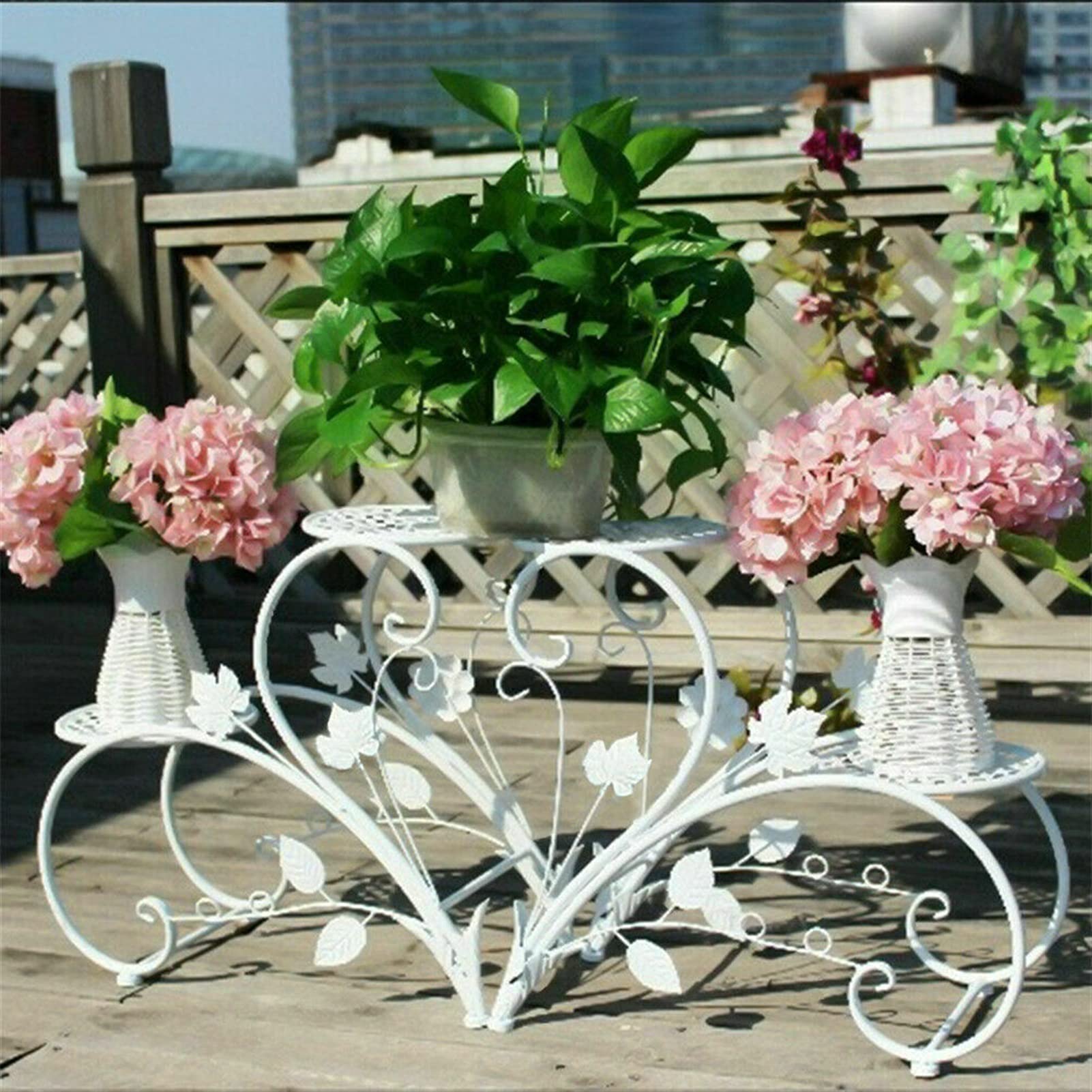 2-Pack Classic Tall Plant Stands - Indoor Outdoor Flower Pot Holder Rack for Patio, Garden & Home Decor | Sturdy Planter Shelves for Potted Plants, Succulents & Herbs