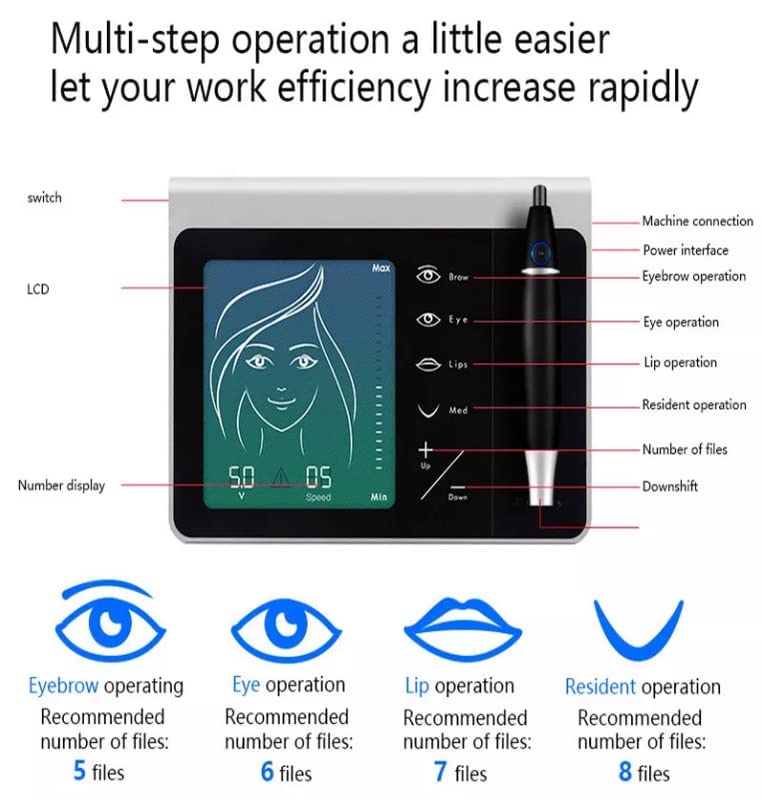 4Beauty Professional Permanent Makeup Machine - Digital Touch Screen PMU Tattoo Device for Eyebrows, Lips & Eyeliner | Salon & Home Use Beauty Equipment