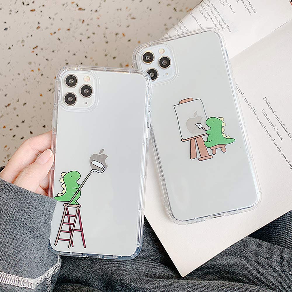 Funny Dinosaur iPhone 11 Pro Max Case - Cute Animal Embossed TPU Rubber Cover | Slim Lightweight Shockproof Protective Phone Case for iPhone 11 Pro Max (Clear) | Perfect for Daily Use, Work & Outdoor Activities