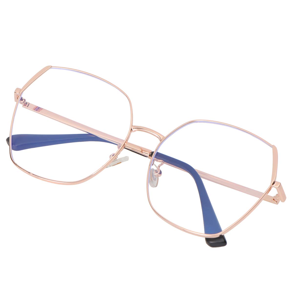 KESYOO Blue Light Blocking Glasses for Women & Men - Anti Blue Light Eyewear with Metal Frame in Rose Gold - Fashionable Clear Lens Computer Glasses for Office, Gaming & Screen Use